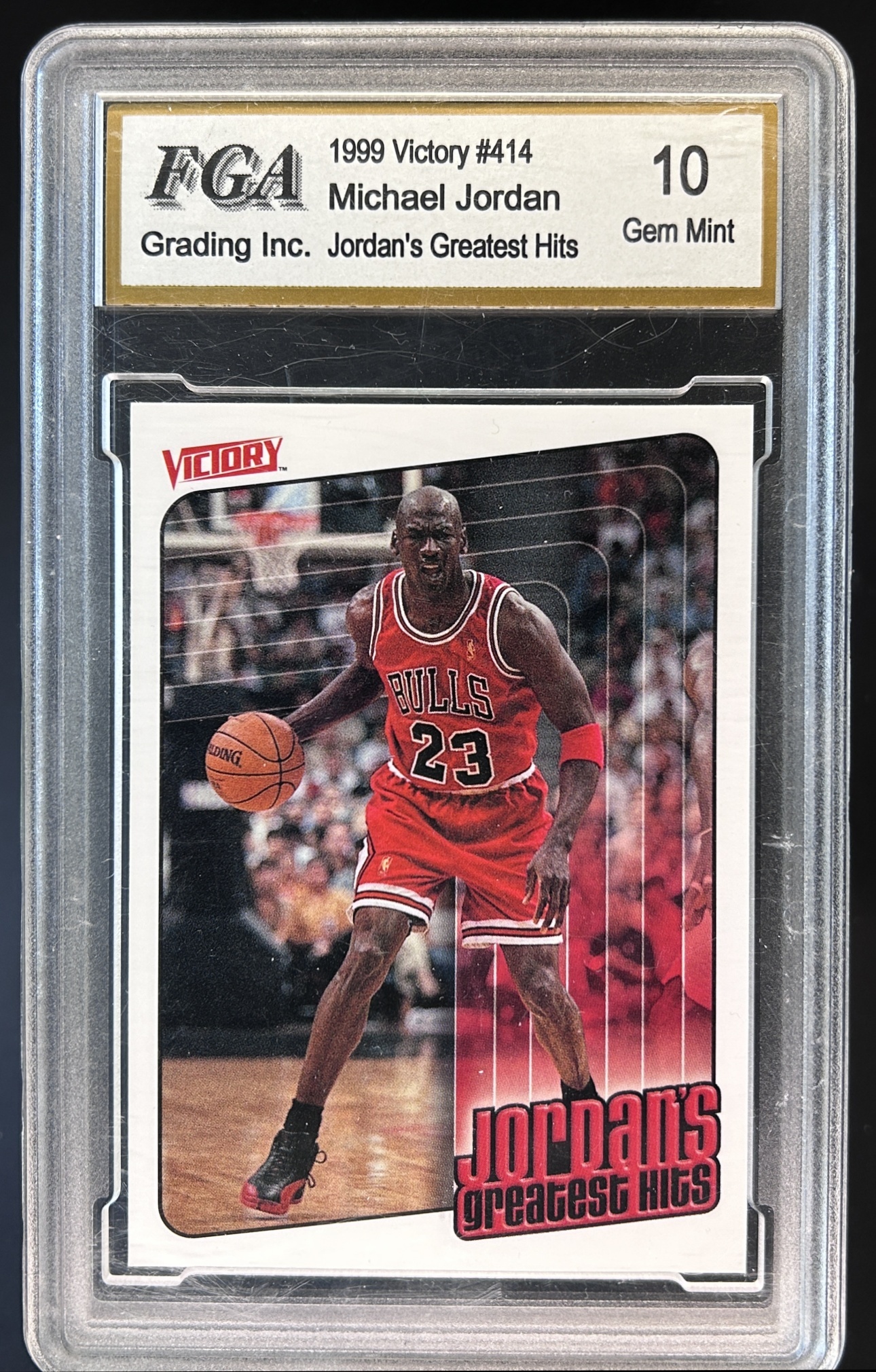 Card image for 1999-00 UPPER DECK VICTORY MICHAEL JORDAN #414 FGA 10 GEM MINT CHICAGO BULLS JORDAN'S GREATEST HITS