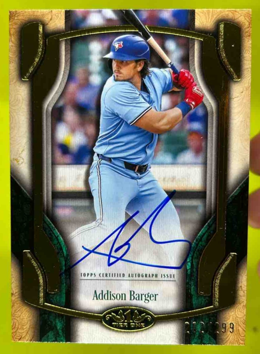 Card image for Addison Barger 2026 Topps Tier One Break Out Auto /299