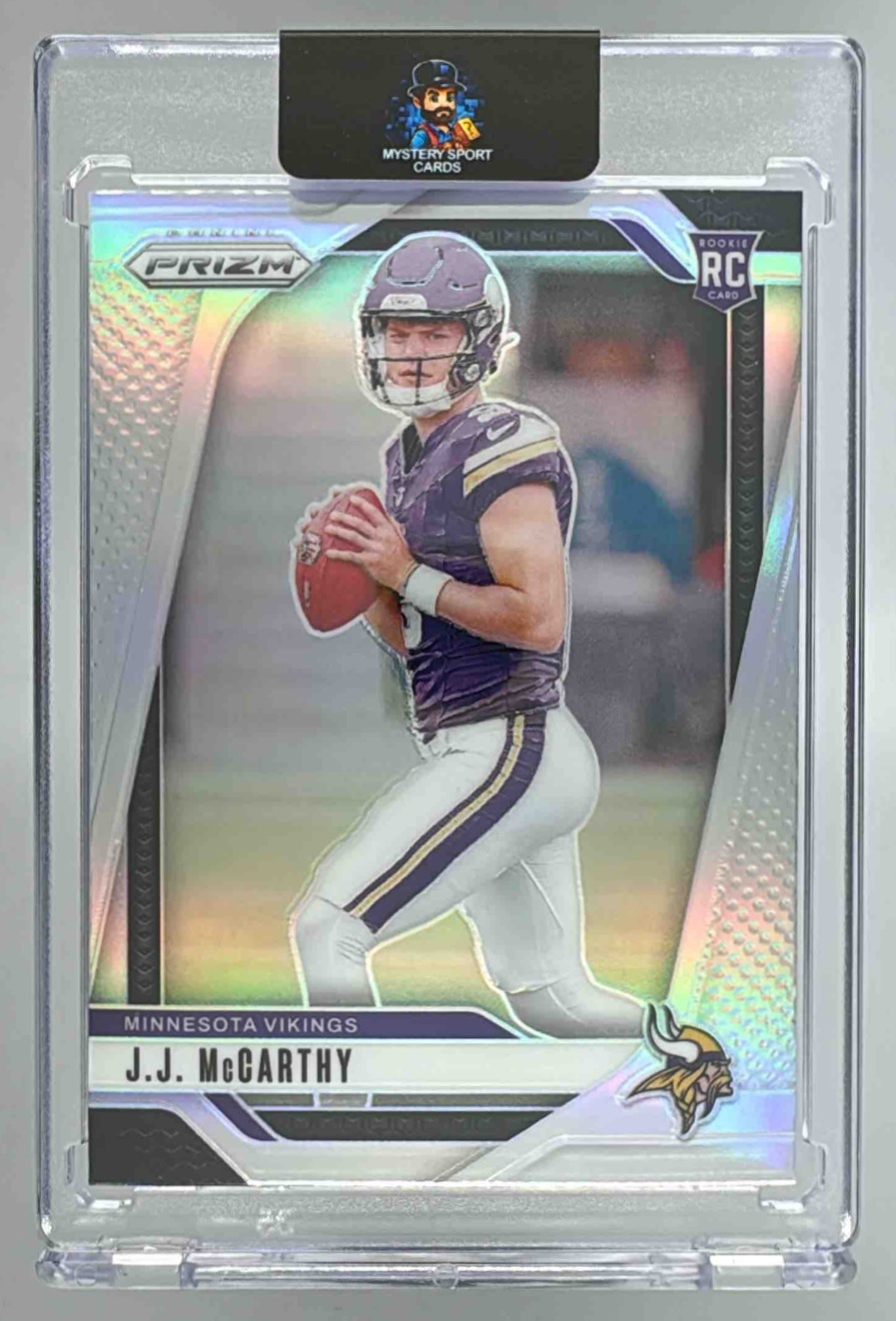 Card image for 2024 Panini Football Prizm J.J. McCarthy Auto Silver #400 RC Minnesota Vikings
