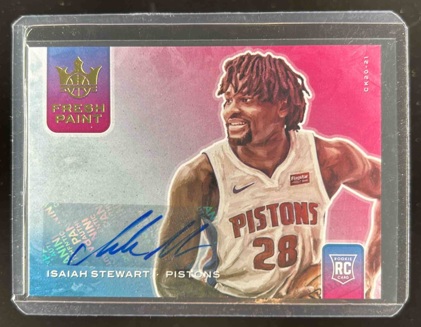 Card image for 2020-21 Panini Court Kings Isaiah Stewart Fresh Paint 81 /149 #FP-IST RC Auto