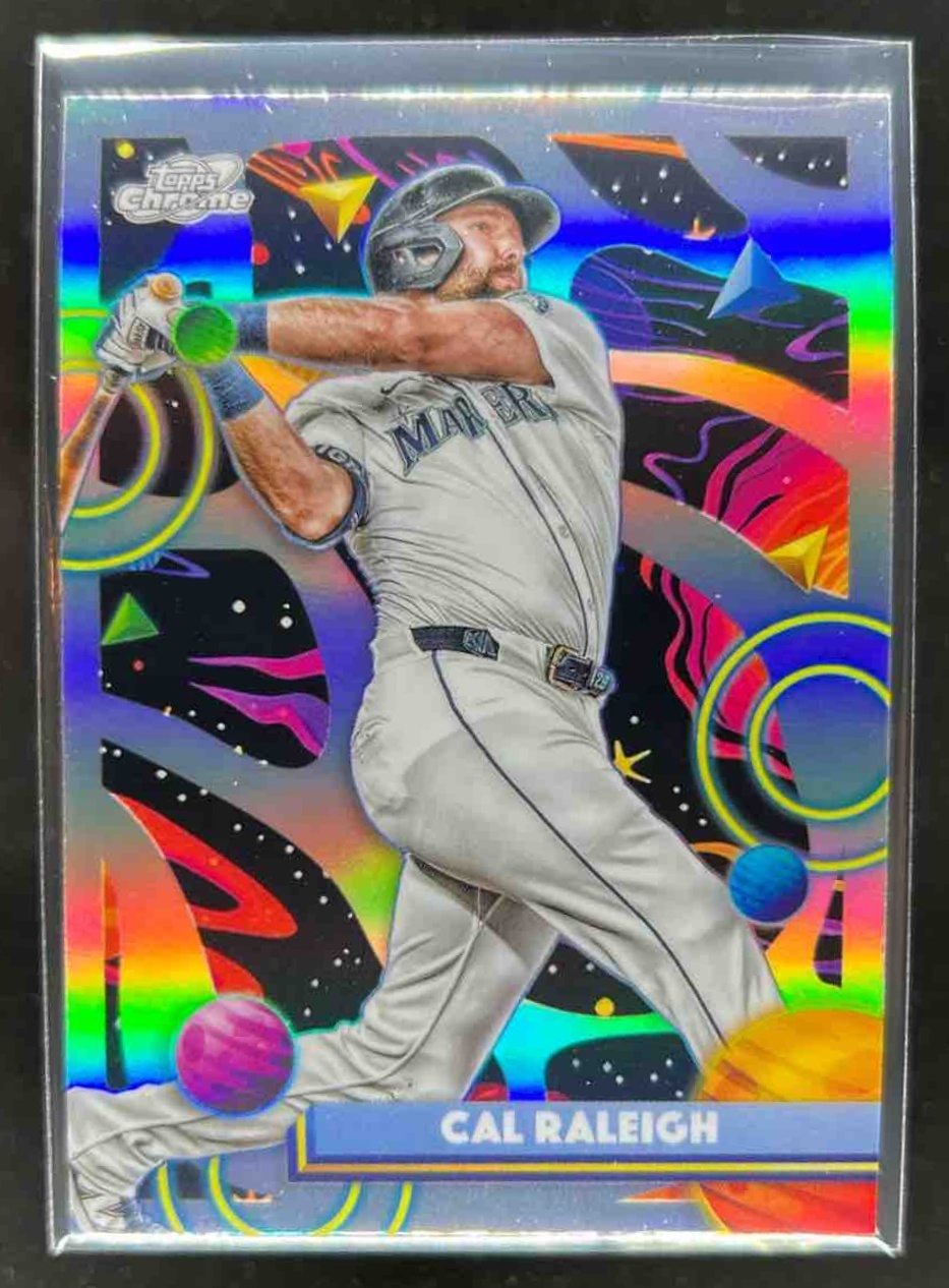 Card image for Cal Raleigh 2025 Topps Baseball Cosmic Chrome Refractor Seattle Mariners