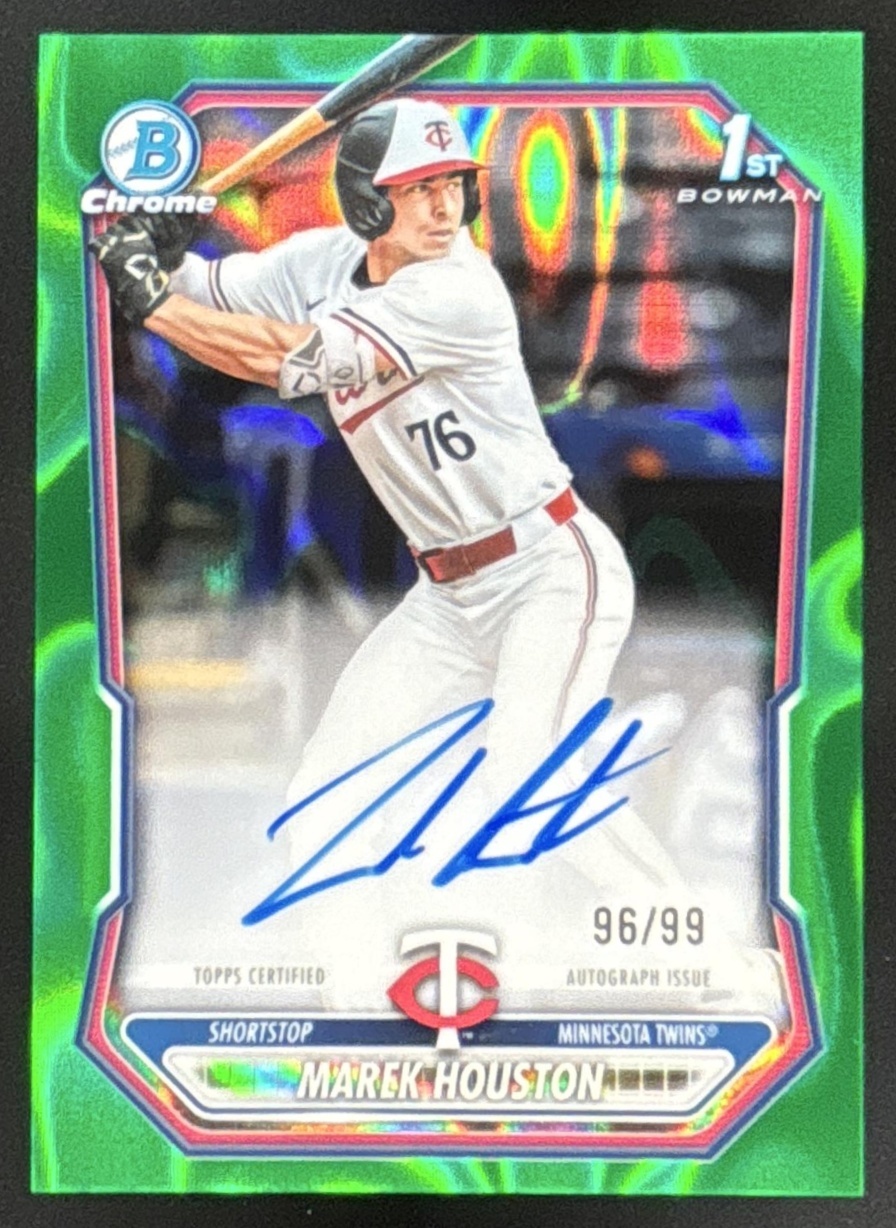 Card image for 2026 Bowman Marek Houston Chrome Auto Green Lava Refractor /99 1st Prospect