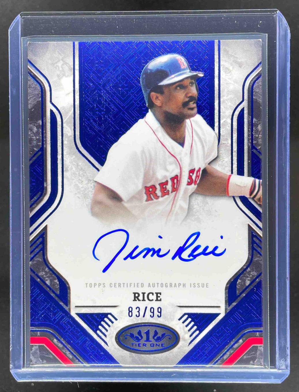 Card image for 2025 Topps Tier One Jim Rice Prime Performers Auto Blue Foil /65 #PPA-JRI