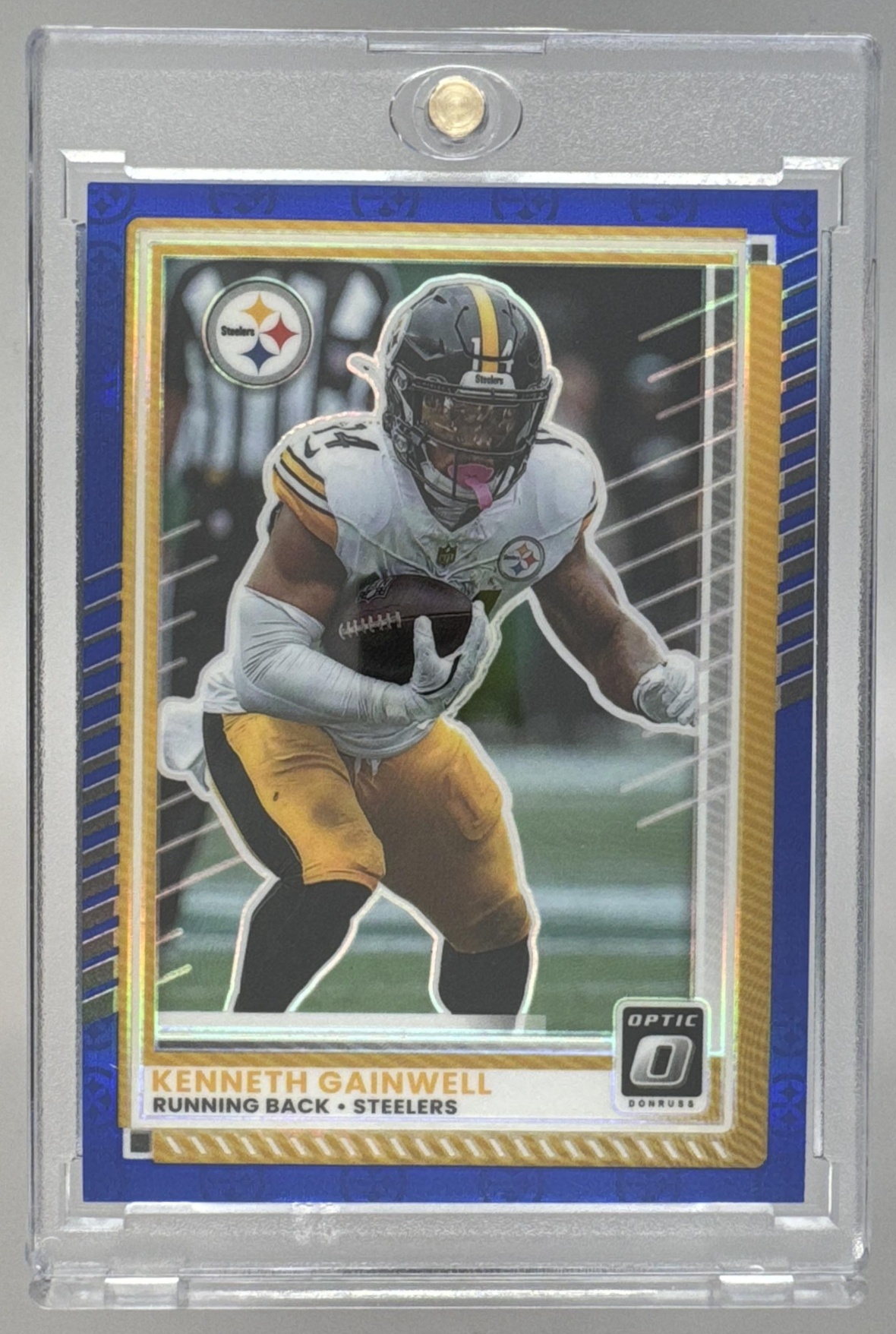 Card image for 2025 Panini Donruss Optic Kenneth Gainwell Blue Prizm /249 #97 Steelers