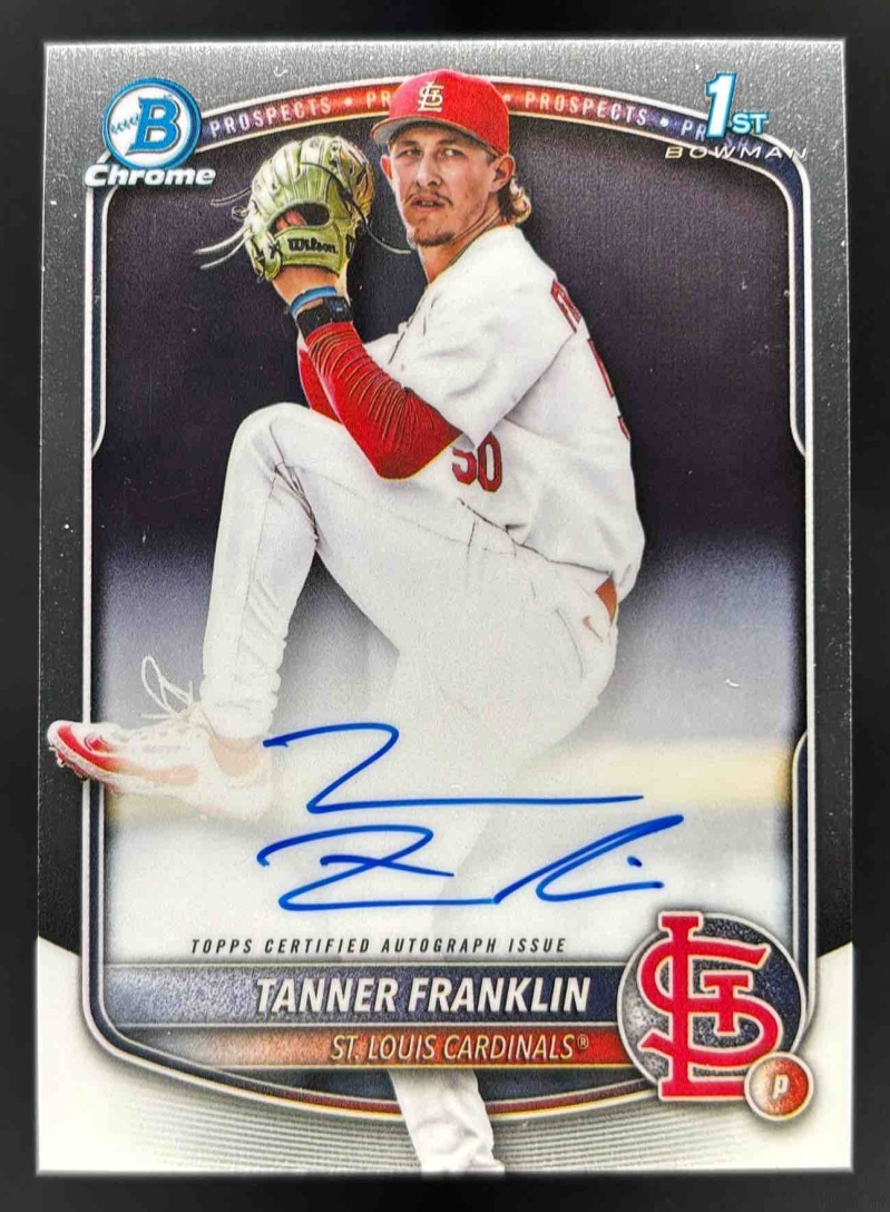 Card image for 2025 Bowman Draft Tanner Franklin Chrome Prospect Auto #CPA-TF Cardinals