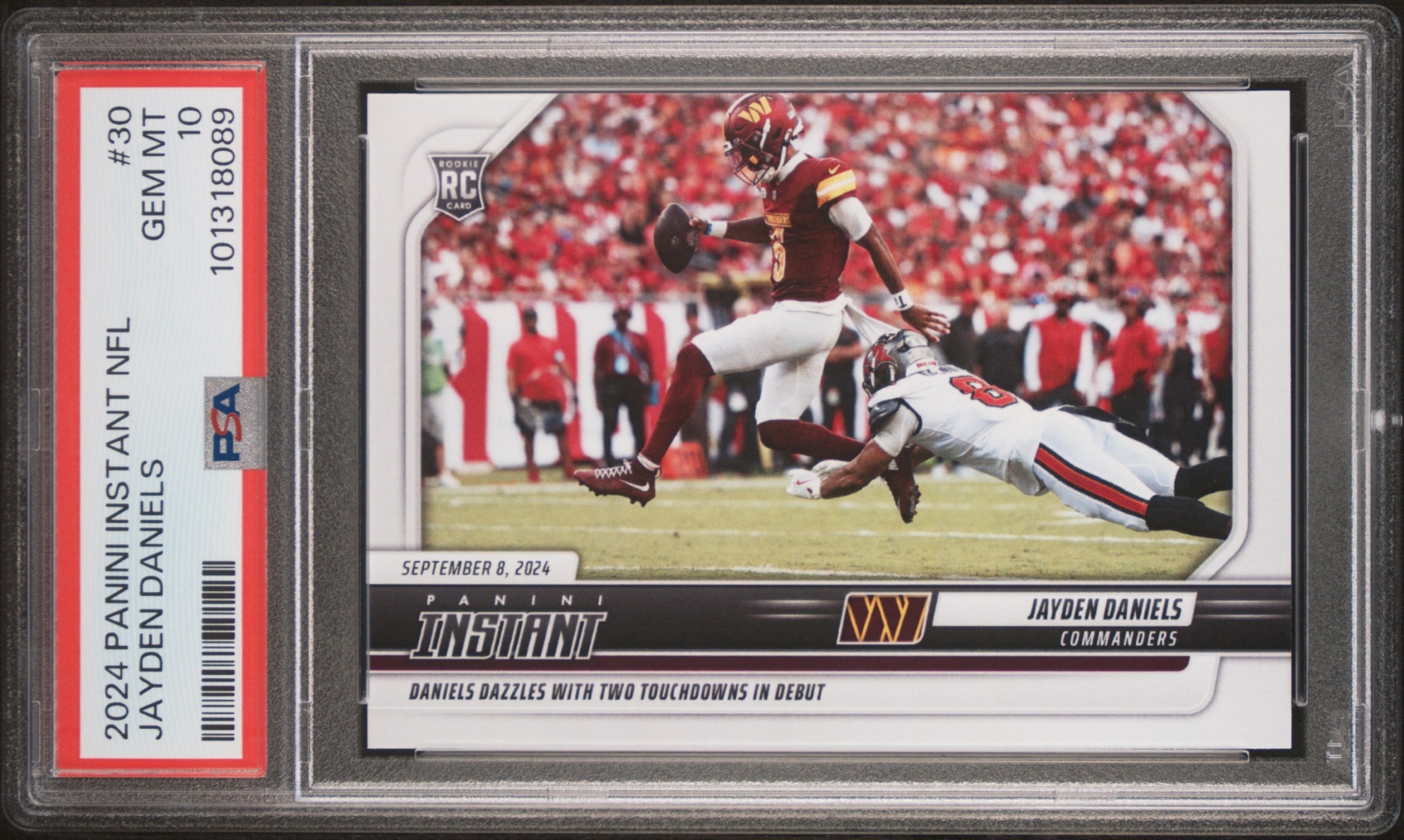 Card image for 2024 Panini Immaculate Jayden Daniels Rookie Authentics /5 #17 RC Commanders