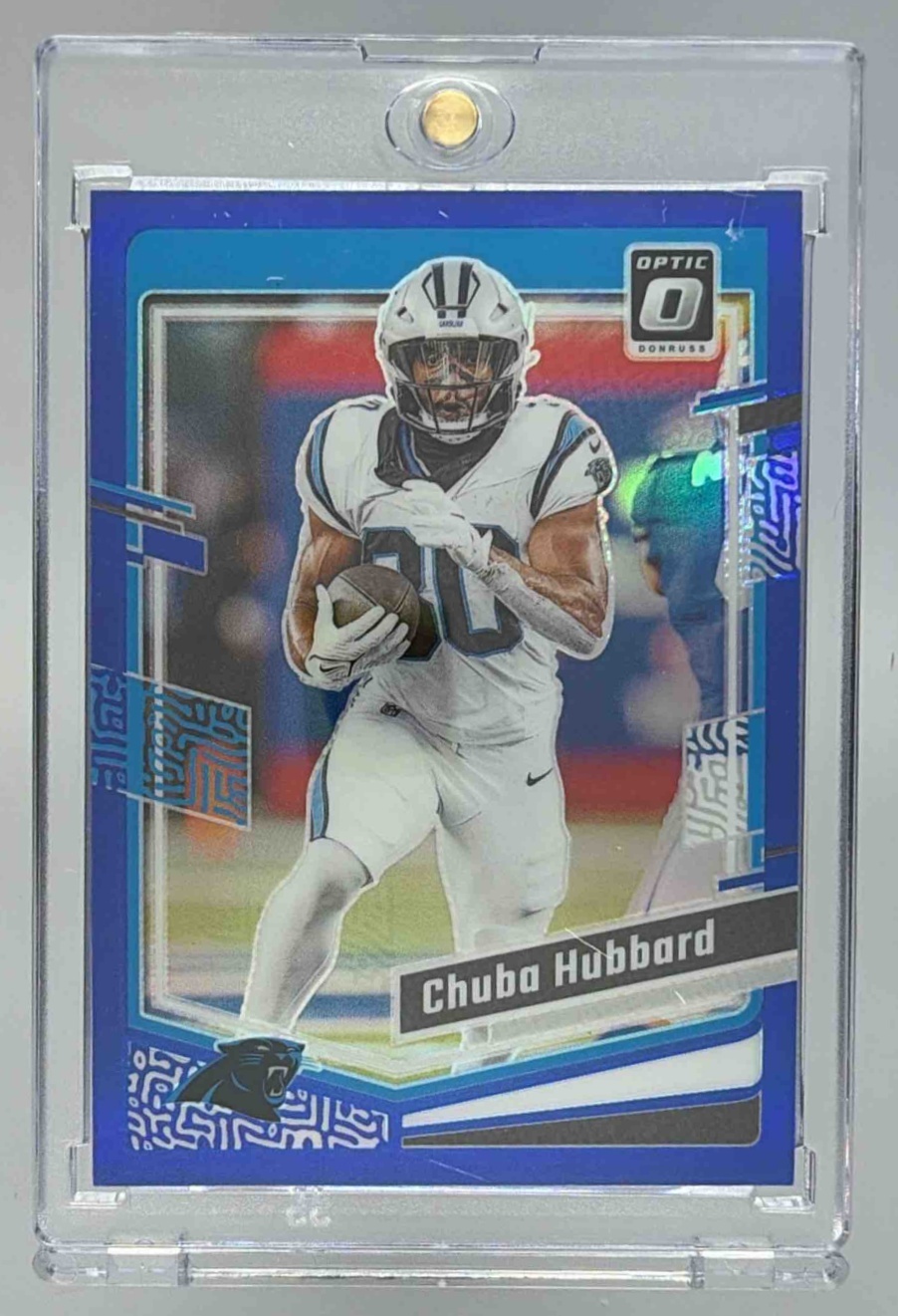 Card image for 2023 Panini Donruss Optic Chuba Hubbard Blue Prizm /199 #27 Panthers