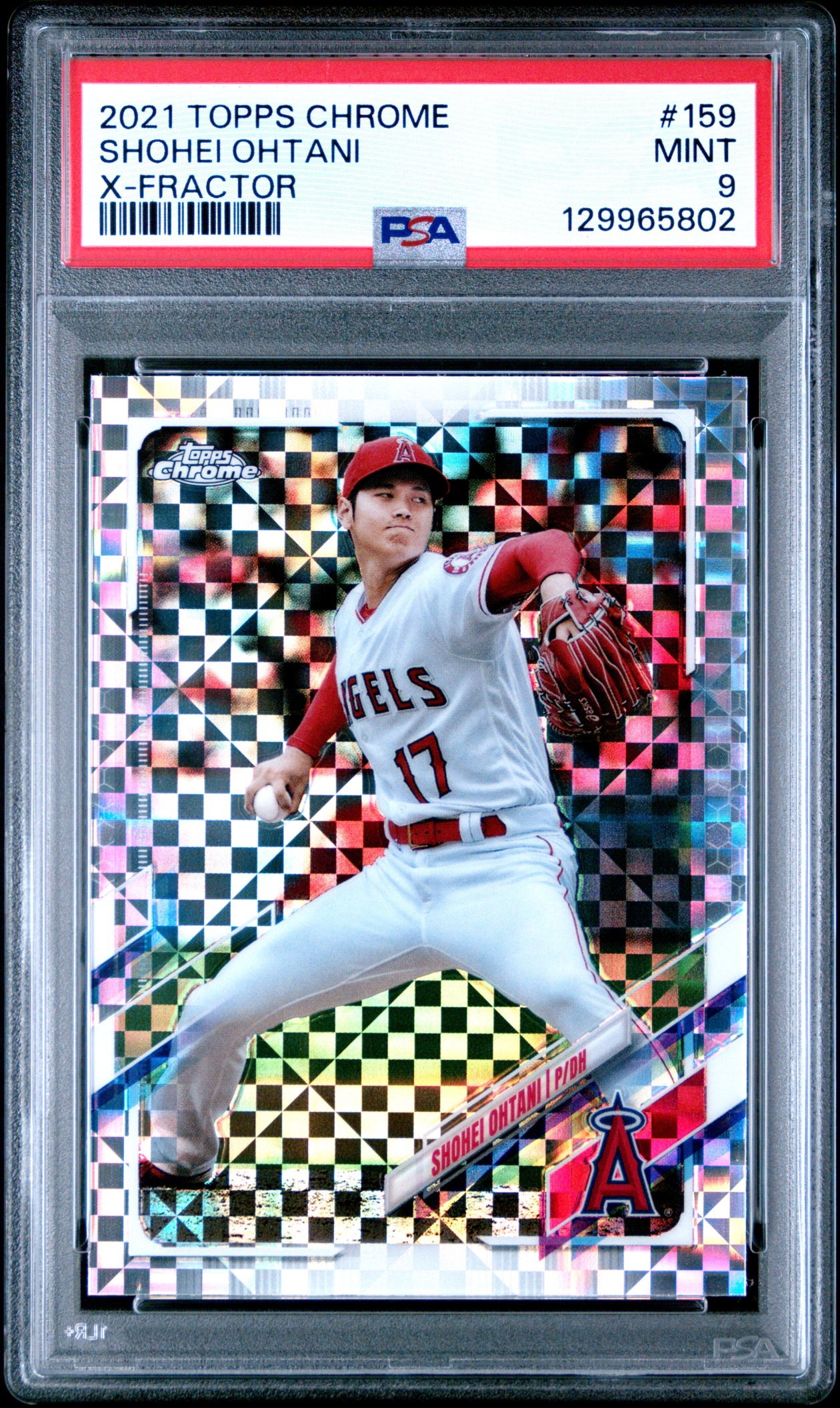 2021 Topps Baseball Chrome Shohei Ohtani X-Fractor #159 Los Angeles Angels PSA 9