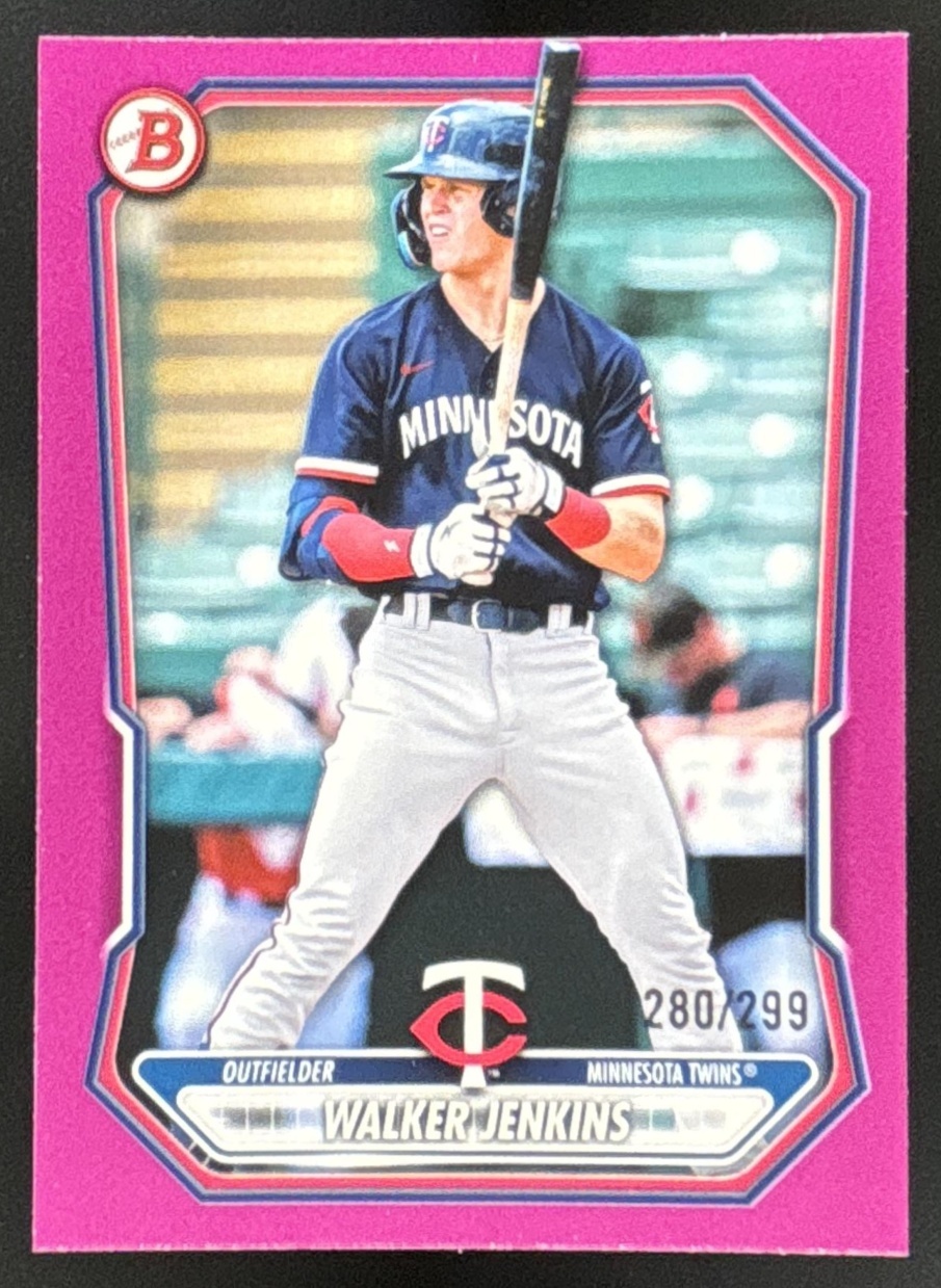 Card image for Walker Jenkins 2026 Bowman Fuchsia Border /299 Prospects Minnesota Twins