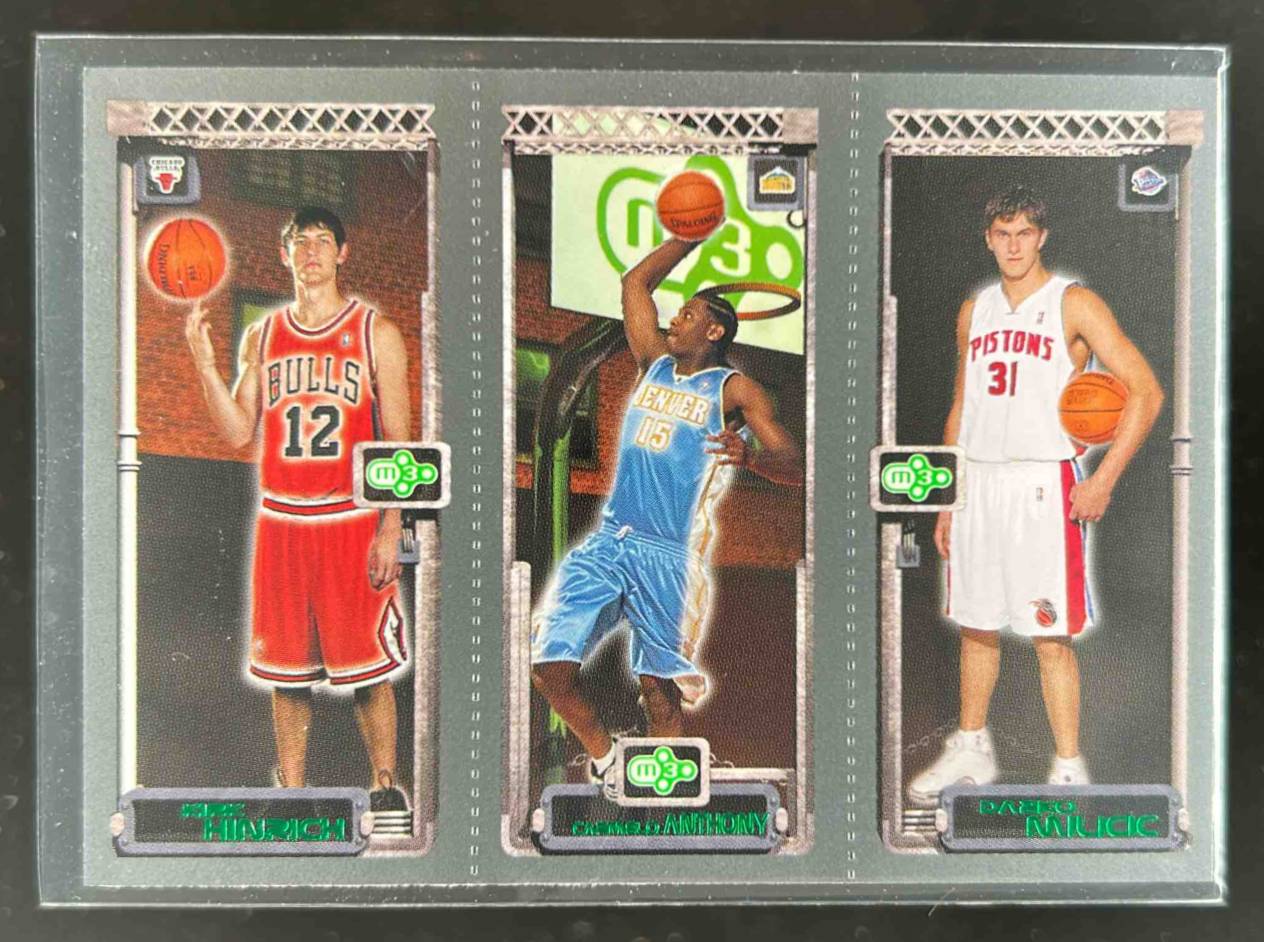Card image for 2003-04 Topps Rookie Matrix Kirk Hinrich / Carmelo Anthony Darko Milicic #117 113 112 RC