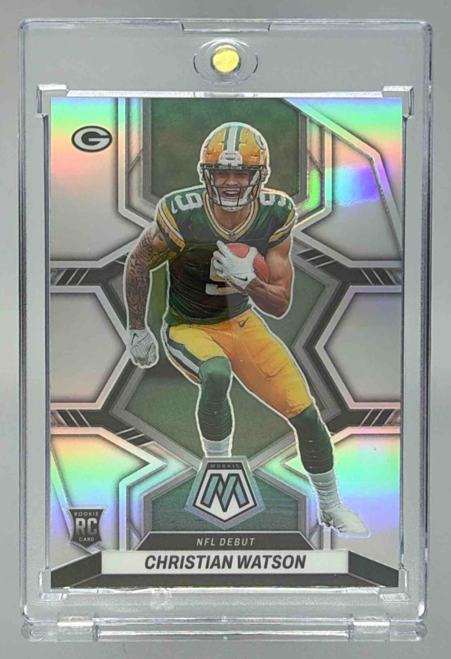 Card image for 2022 Panini Football Mosaic Christian Watson #281 RC NFL Debut Green Bay Packers