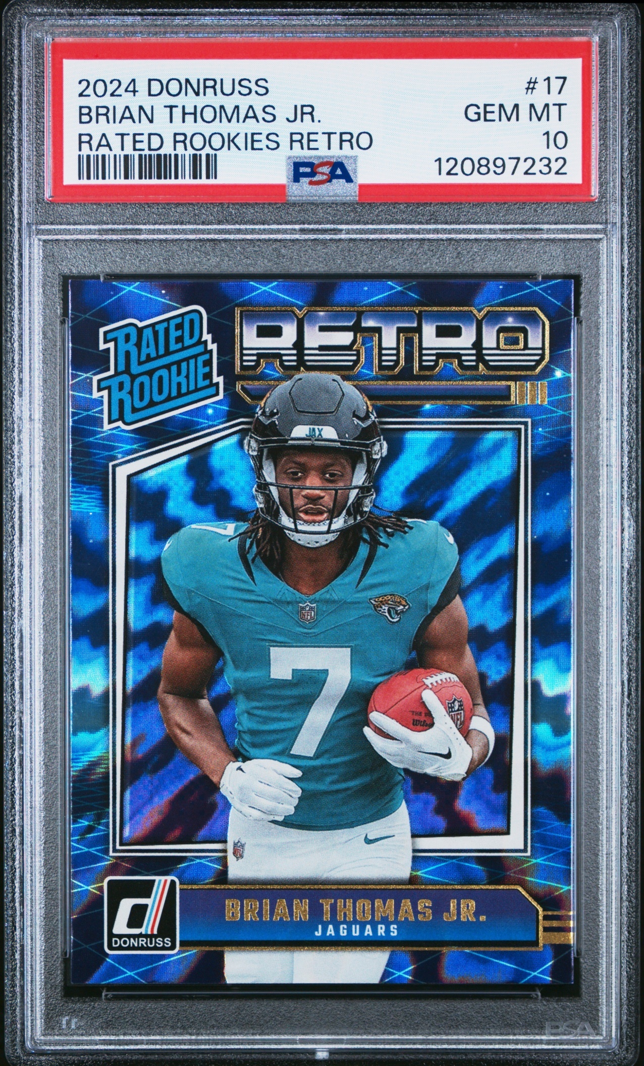 Card image for 2024 Panini Donruss Brian Thomas Jr. Retro Rated Rookie #17 Jaguars