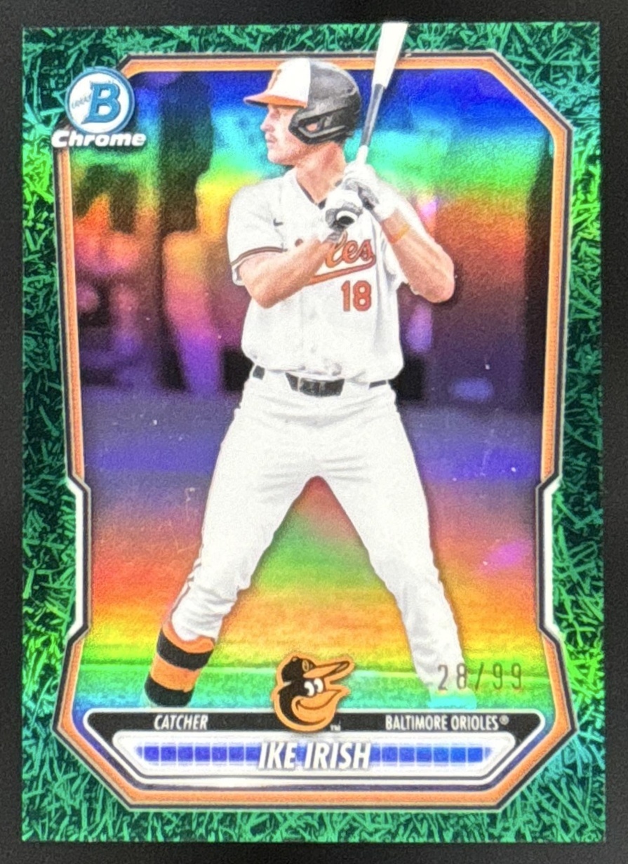 Card image for 2026 Bowman Ike Irish Chrome Prospects Green Grass Refractor /99