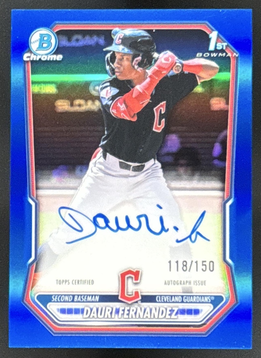 Card image for 2026 Bowman Dauri Fernandez Chrome Auto Blue Refractor /150 1st Prospect