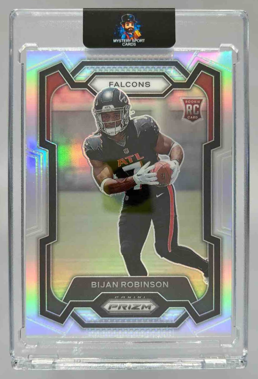 Card image for 2023 Panini Football Prizm Bijan Robinson Silver #305 RC Atlanta Falcons