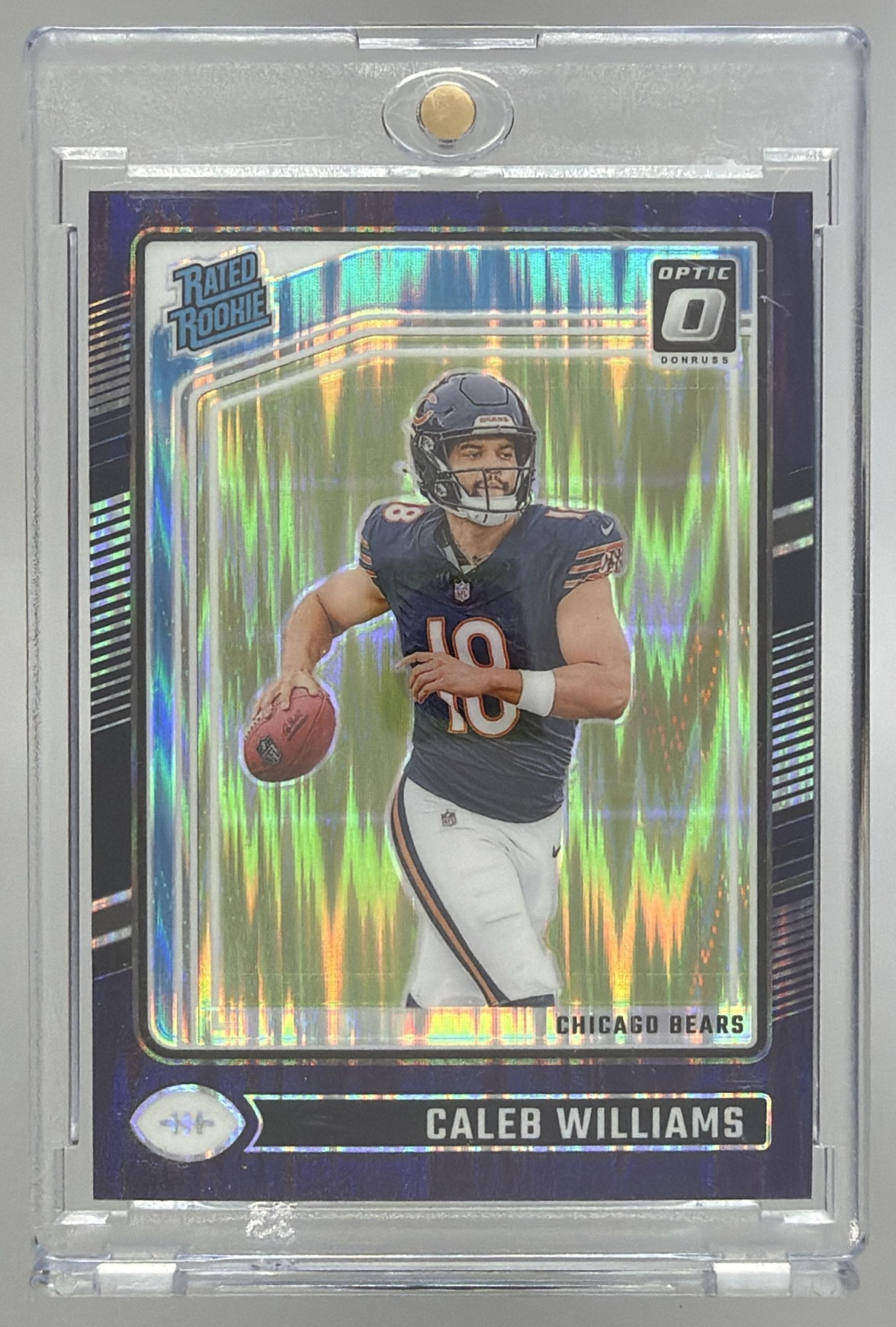 Card image for 2024 Panini Donruss Optic Caleb Williams Purple Scope #201 Rated Rookie Bears