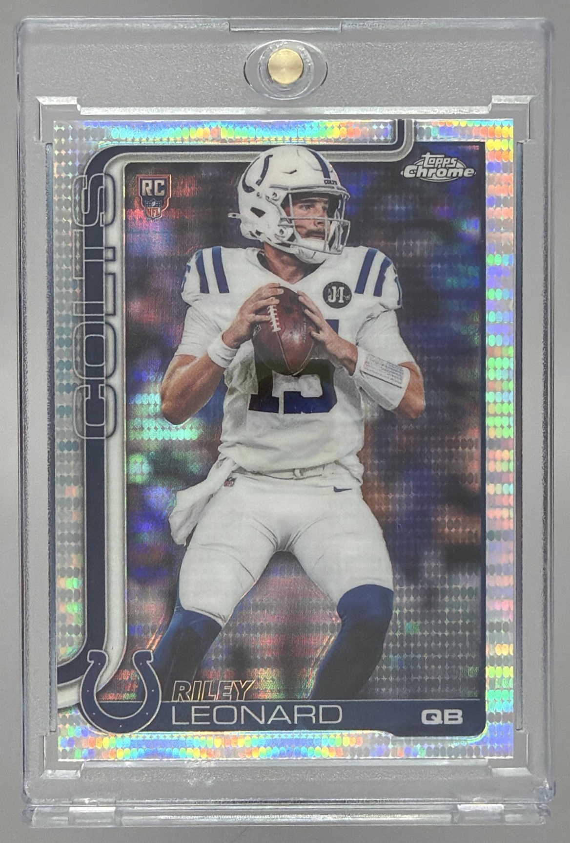 Card image for 2025 Topps Chrome Riley Leonard Rookie Refractor #318 RC Colts