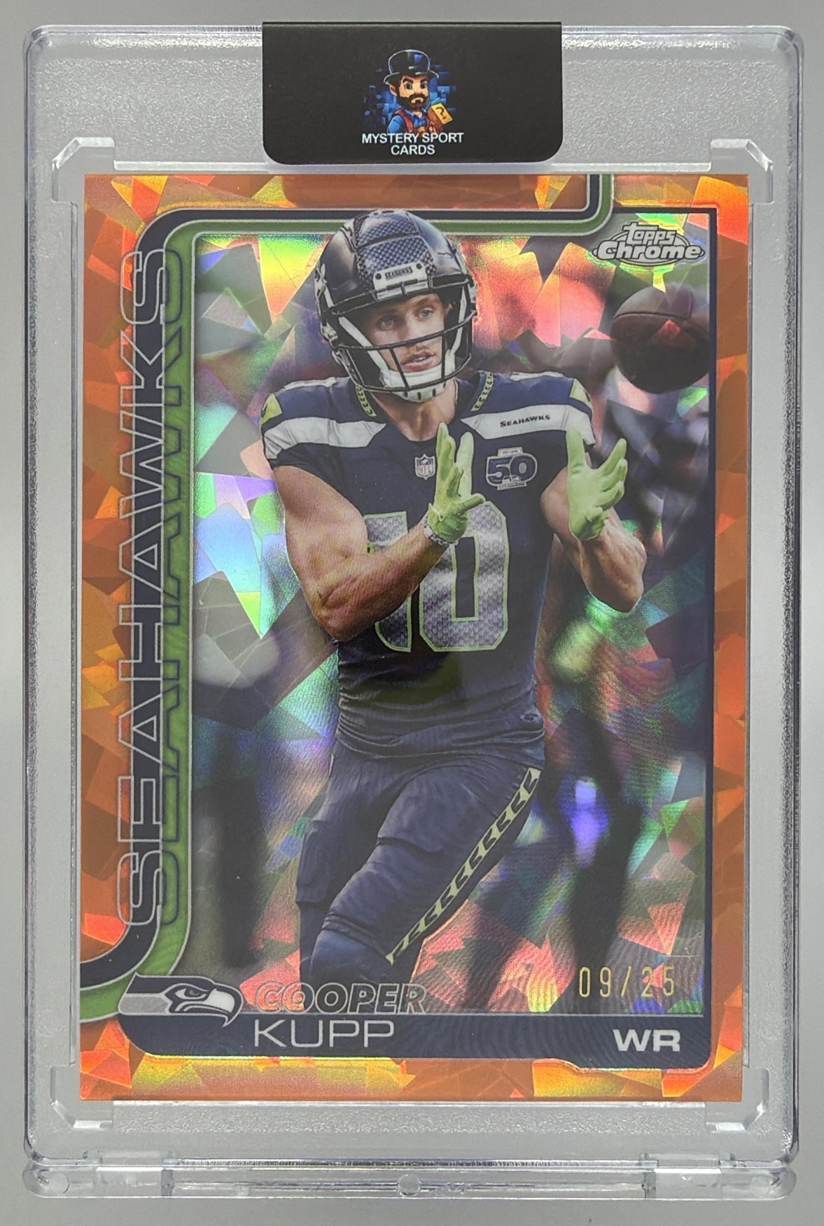 Card image for 2025 Topps Chrome Sapphire Cooper Kupp Orange Refractor /25 #271 Seahawks