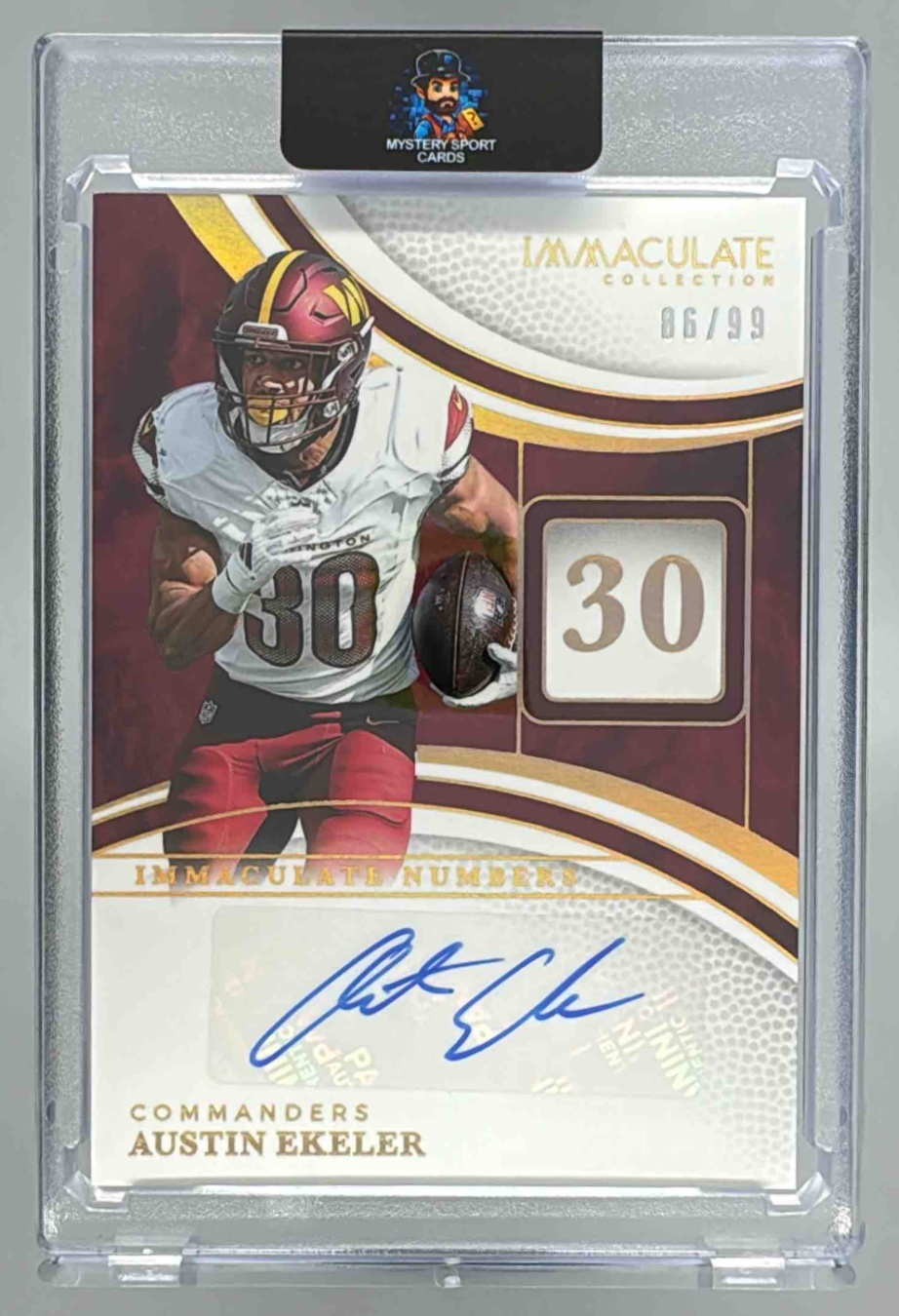 Card image for 2025 Panini Immaculate Collection Austin Ekeler Numbers Signatures /99 #15 1st Prospect Auto Commanders