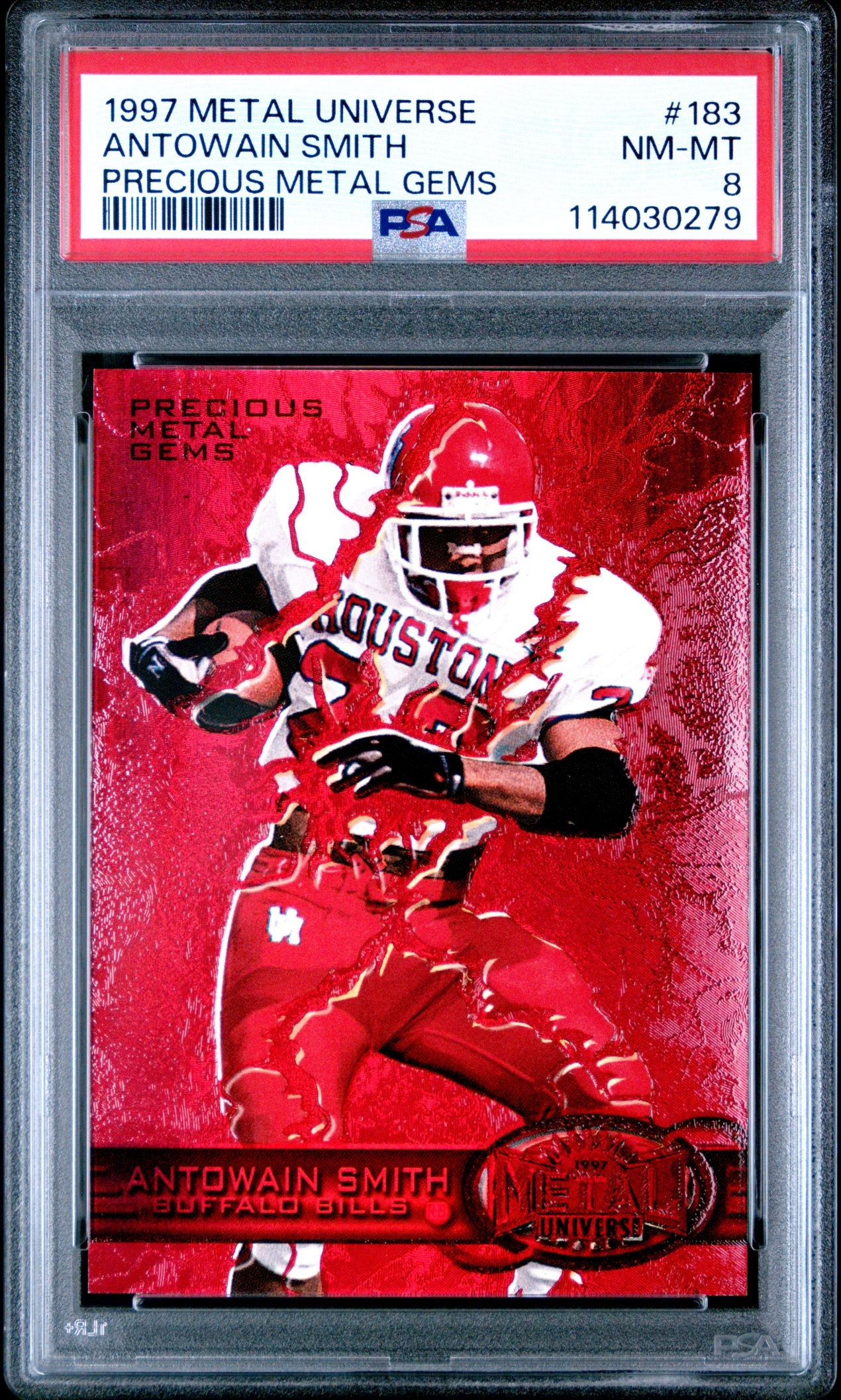 1997 Skybox Metal Universe Antowain Smith Precious Gems /150 #183 RC Bills PSA 8