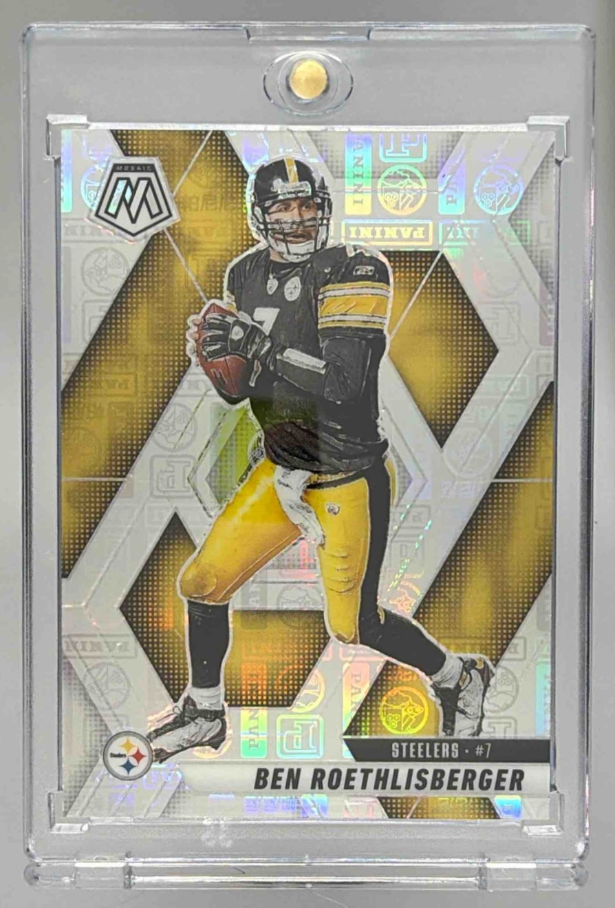 Card image for 2025 Panini Mosaic Ben Roethlisberger Silver Knight Prizm /149 #9 Steelers
