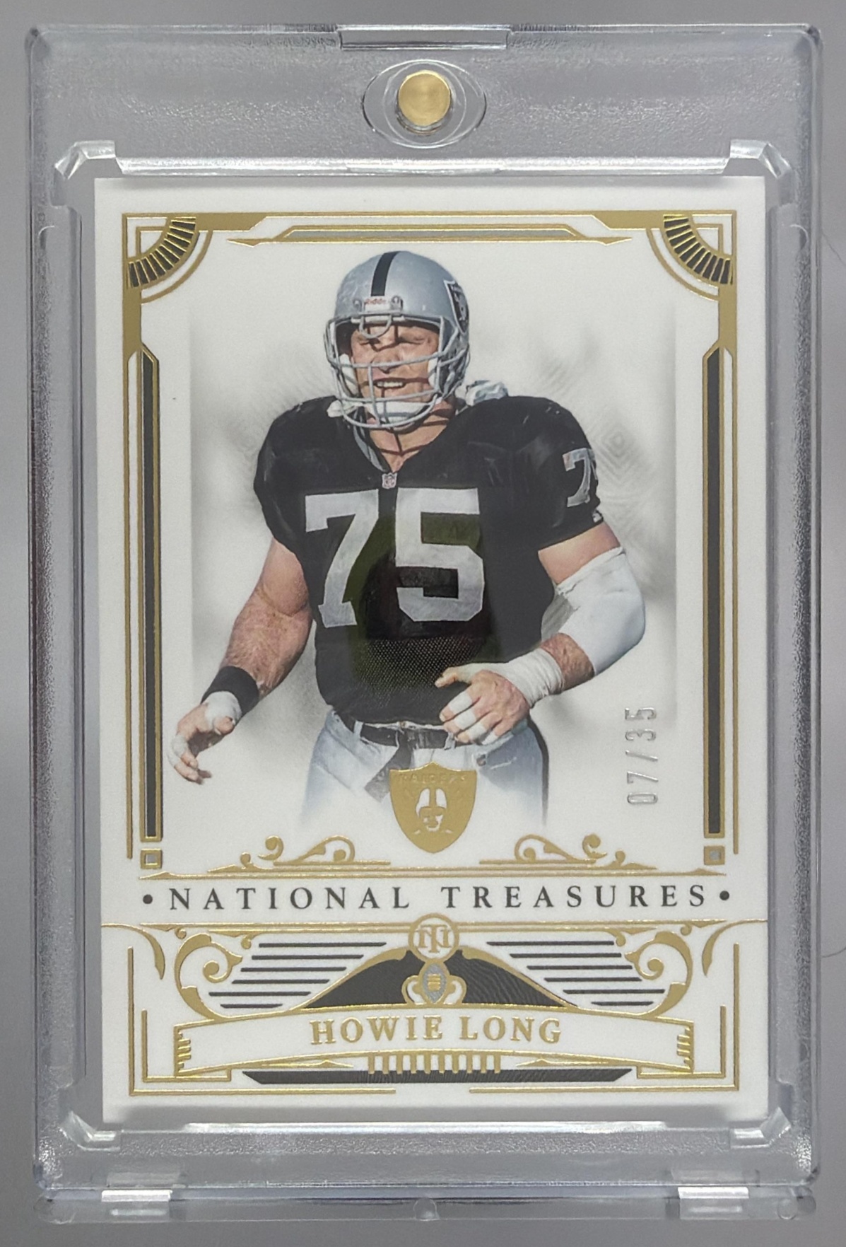 Card image for 2025 Panini National Treasures Howie Long Gold /35 #54 Raiders