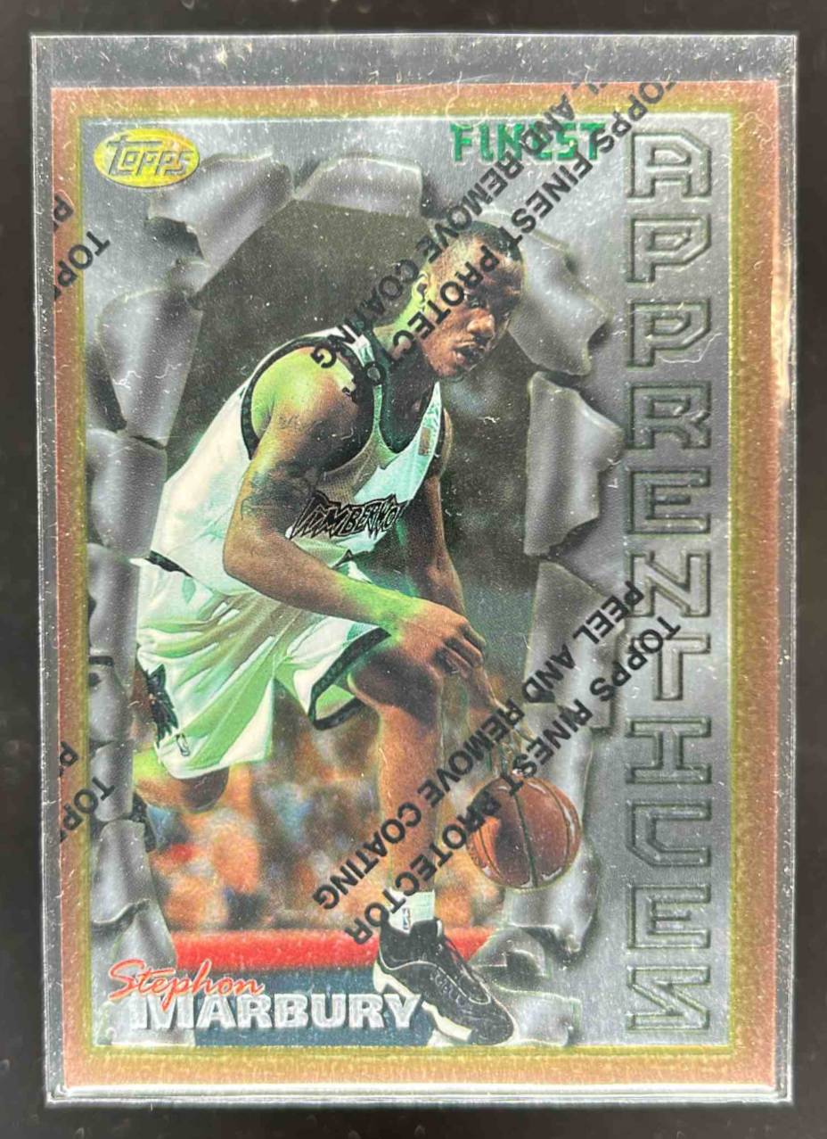 Card image for 1996-97 TOPPS FINEST STEPHON MARBURY #62 RC ROOKIE TIMBERWOLVES WITH COATING