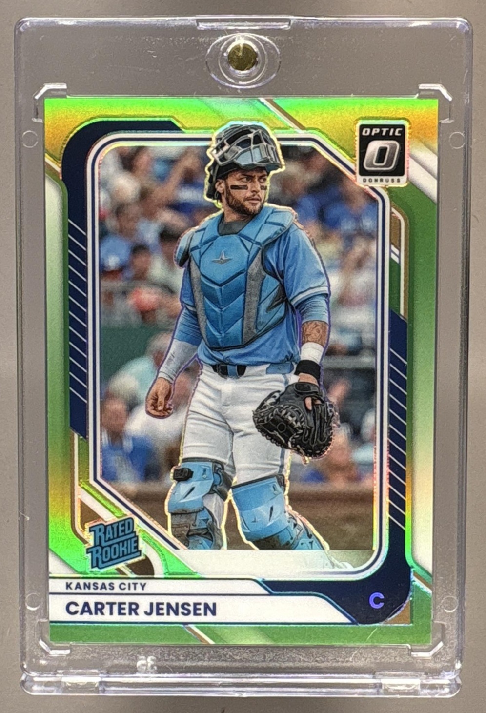 2026 PANINI DONRUSS CARTER JENSEN #33 OPTIC LIME GREEN 147/149 ROYALS