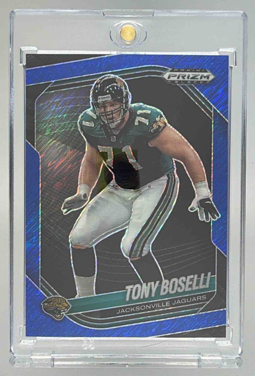 Card image for 2025 Panini Prizm Black Tony Boselli Blue Shimmer FOTL /35 #72 Jaguars
