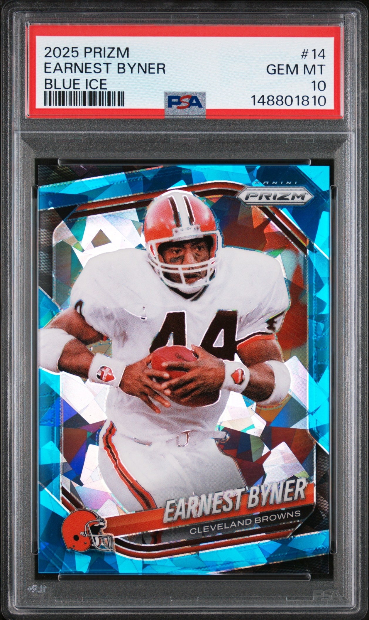 Card image for 2025 Panini Football Prizm Earnest Byner Blue Ice /99 #14 Cleveland Browns