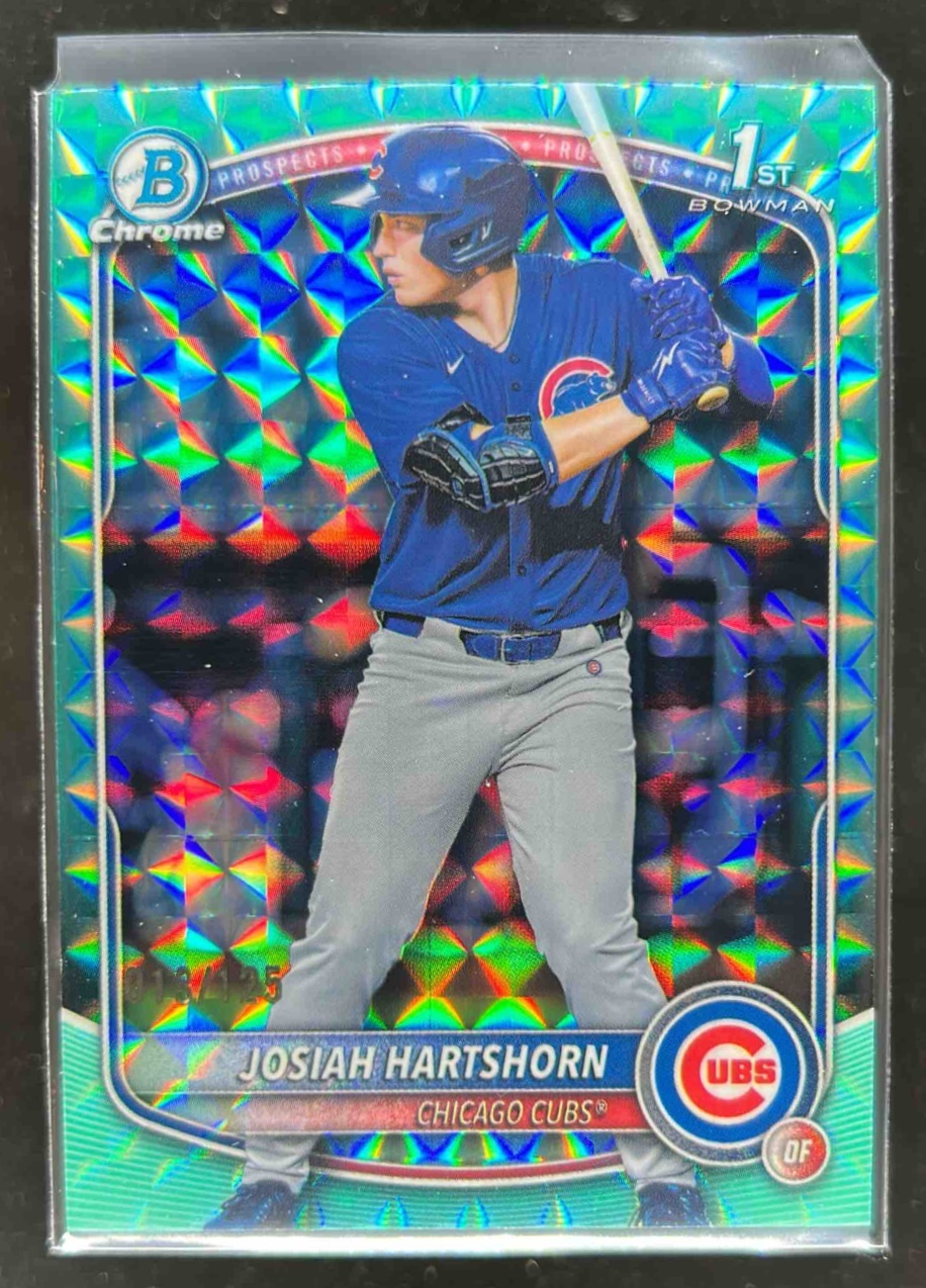 Card image for Josiah Hartshorn 2025 Bowman Draft Chrome Aqua Geometric Refractor /125