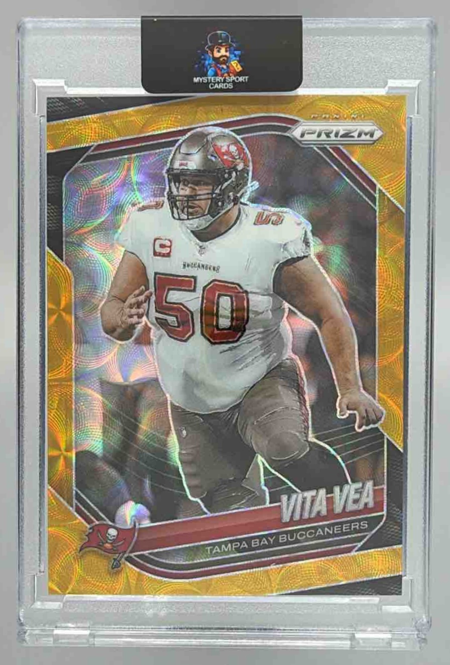 Card image for 2025 Panini Football Prizm Vita Vea Gold Shimmer /10 #123 Tampa Bay Buccaneers