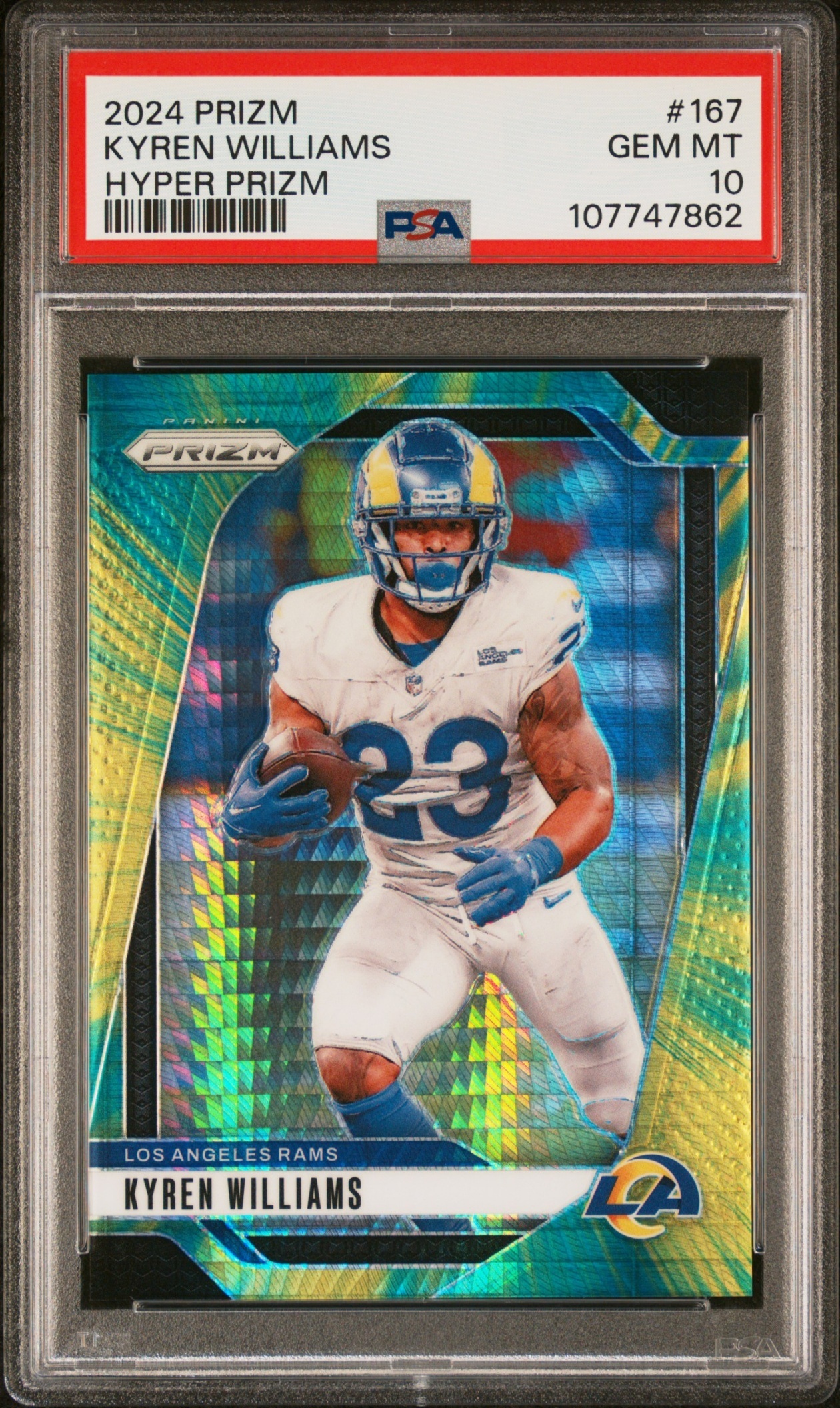 Card image for 2024 Panini Football Prizm Kyren Williams Hyper /180 #167 Los Angeles Rams