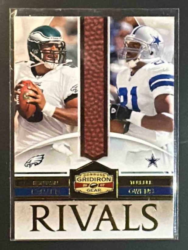Card image for 2007 Donruss Gridiron Gear Donovan McNabb Terrell Owens #R-2 Rivals Red