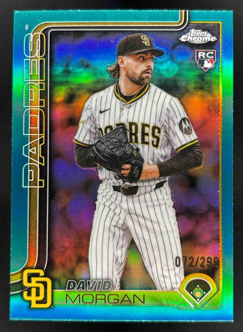 Card image for 2025 Topps Chrome Update David Morgan Teal Refractor /299 #USC33 RC Padres