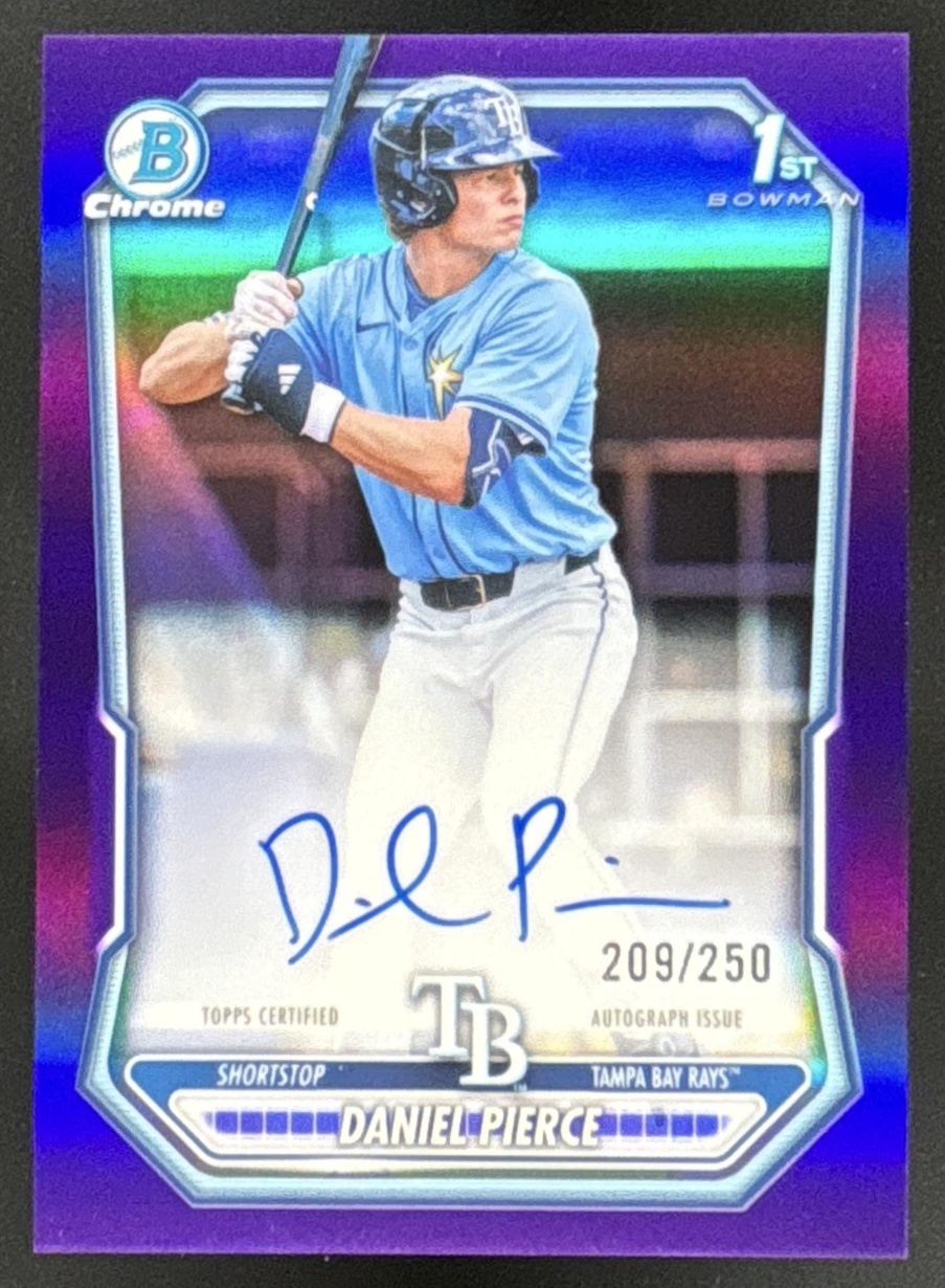 Card image for 2026 Bowman Daniel Pierce Chrome Auto Purple Refractor /250 1st Prospect