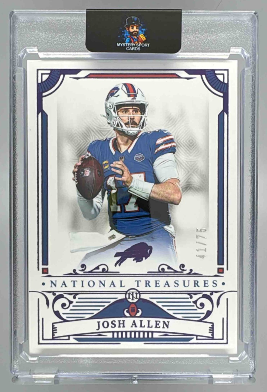 Card image for 2025 Panini Football National Treasures Josh Allen Purple /75 #10 Buffalo Bills