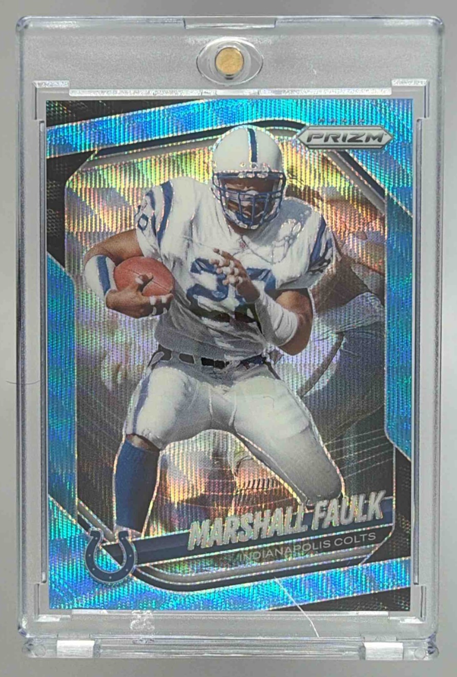 Card image for 2025 Panini Football Prizm Marshall Faulk Blue Wave /230 #75 Indianapolis Colts