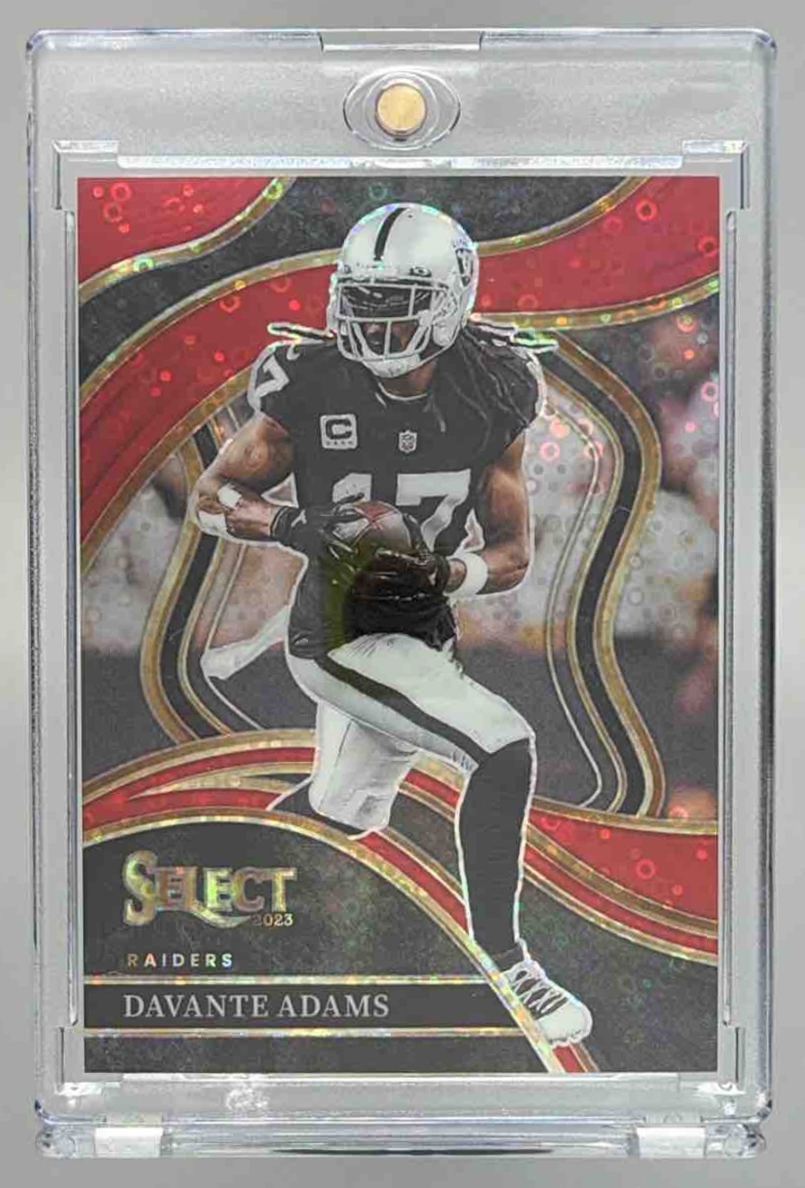 Card image for 2023 Panini Select Davante Adams Red Prizms /49 #279 Club Raiders
