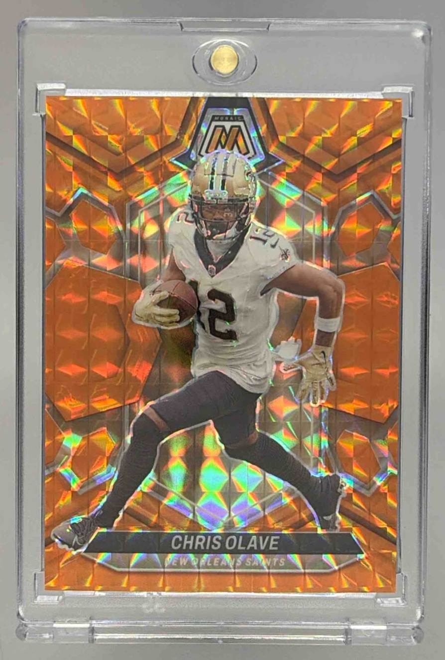 Card image for 2024 Panini Mosaic Chris Olave Orange Prizm /199 #157 Saints