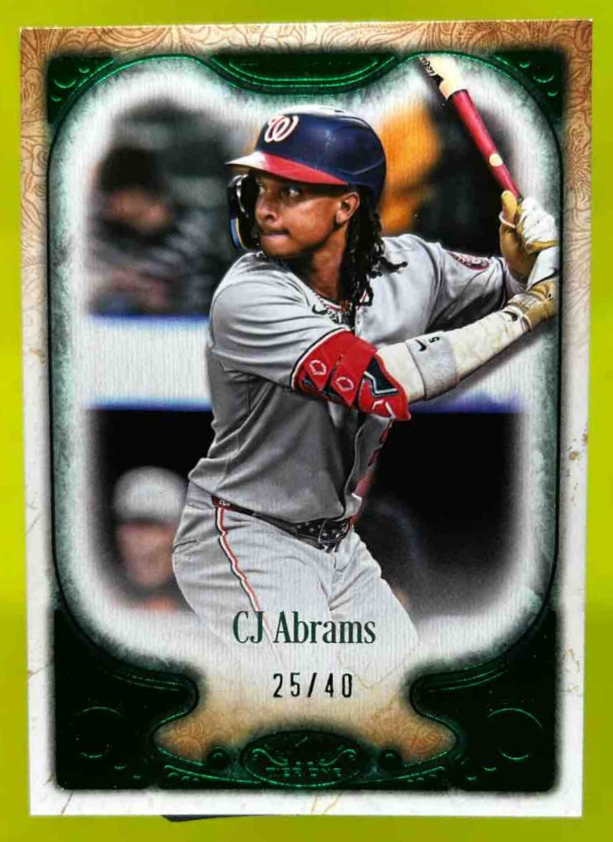 Card image for CJ Abrams 2026 Topps Baseball Tier One 2 Green Foil /40 Washington Nationals