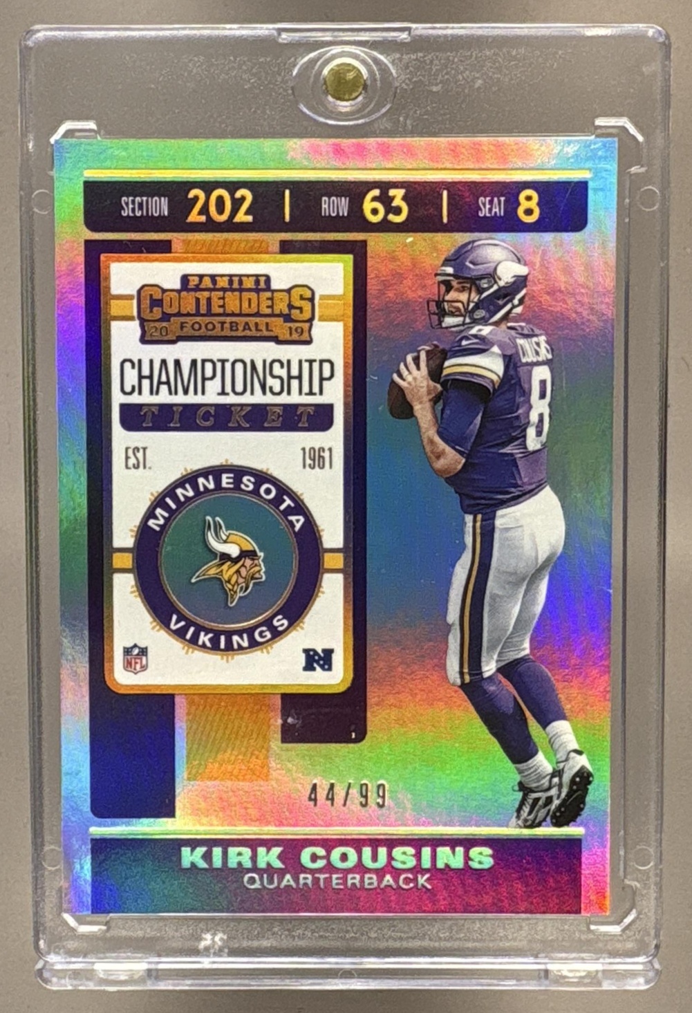 2019 PANINI CONTENDERS KIRK COUSINS #63 CHAMPIONSHIP TICKET 44/99 SEASON VIKINGS