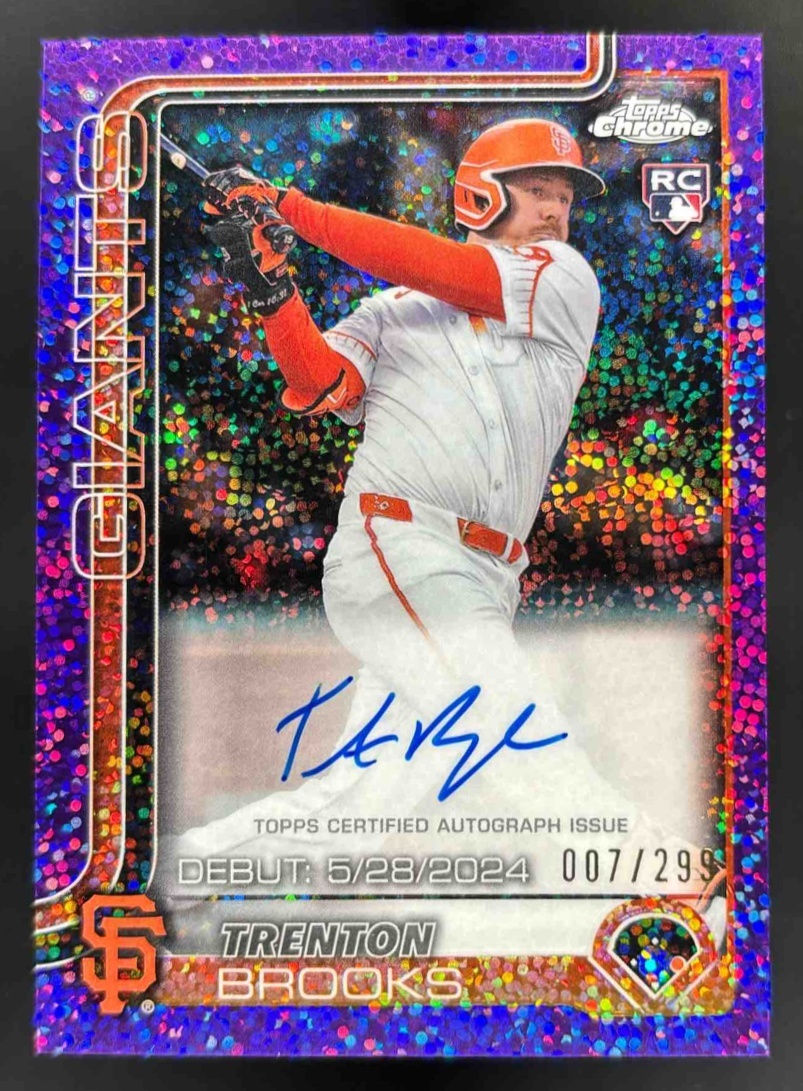 Card image for 2025 Topps Chrome Update Trenton Brooks Rookie Debut Auto Purple Speckle /299 RC