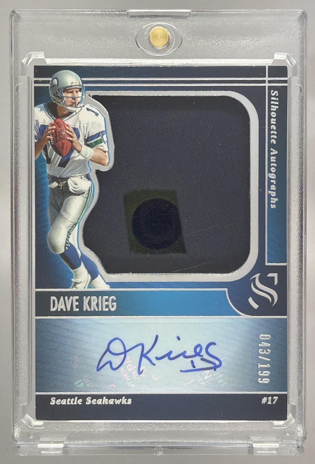 Card image for 2025 Panini Football Silhouette Dave Krieg Auto /199 #70 Seattle Seahawks
