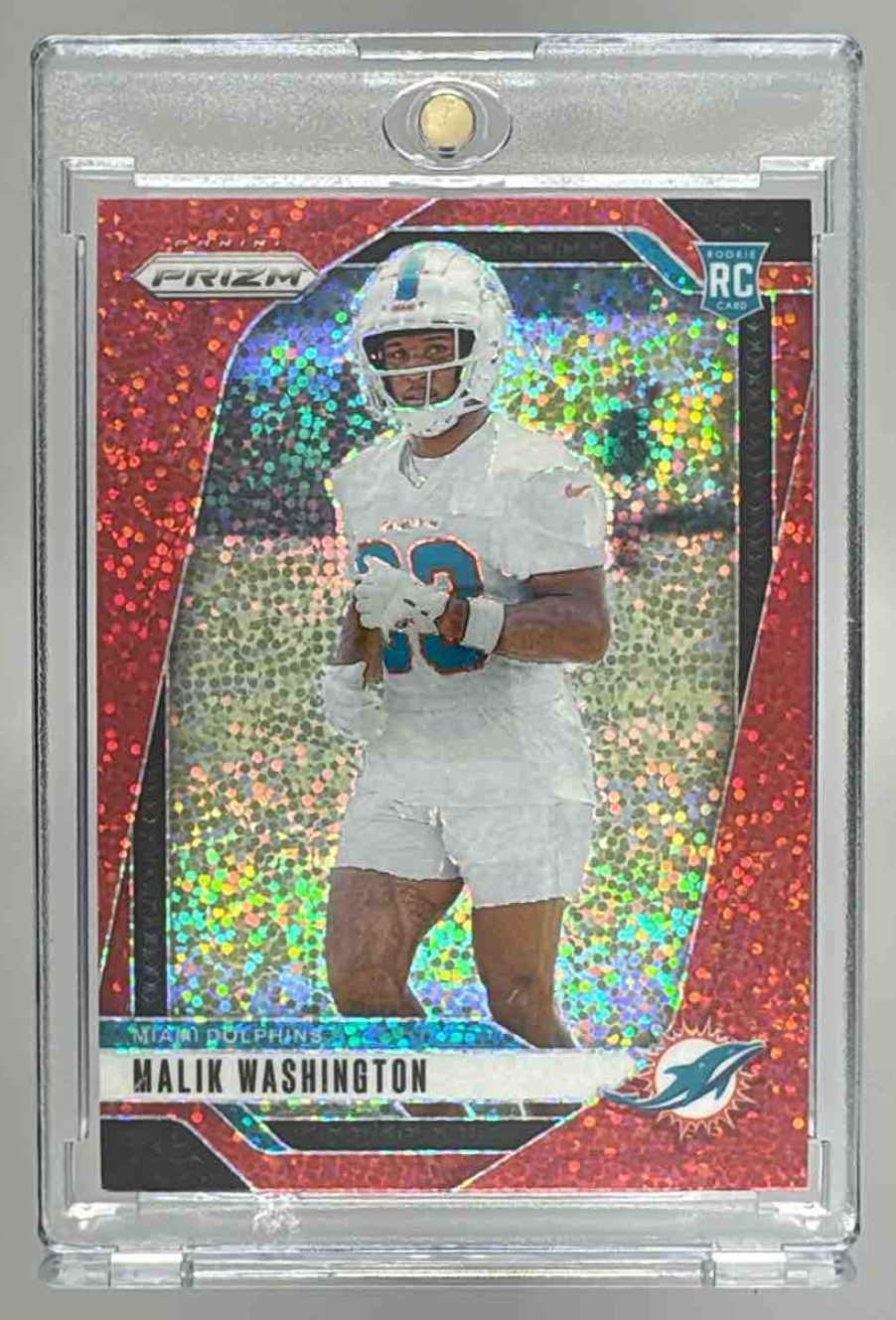 Card image for 2024 Panini Football Prizm Malik Washington #371 RC Miami Dolphins