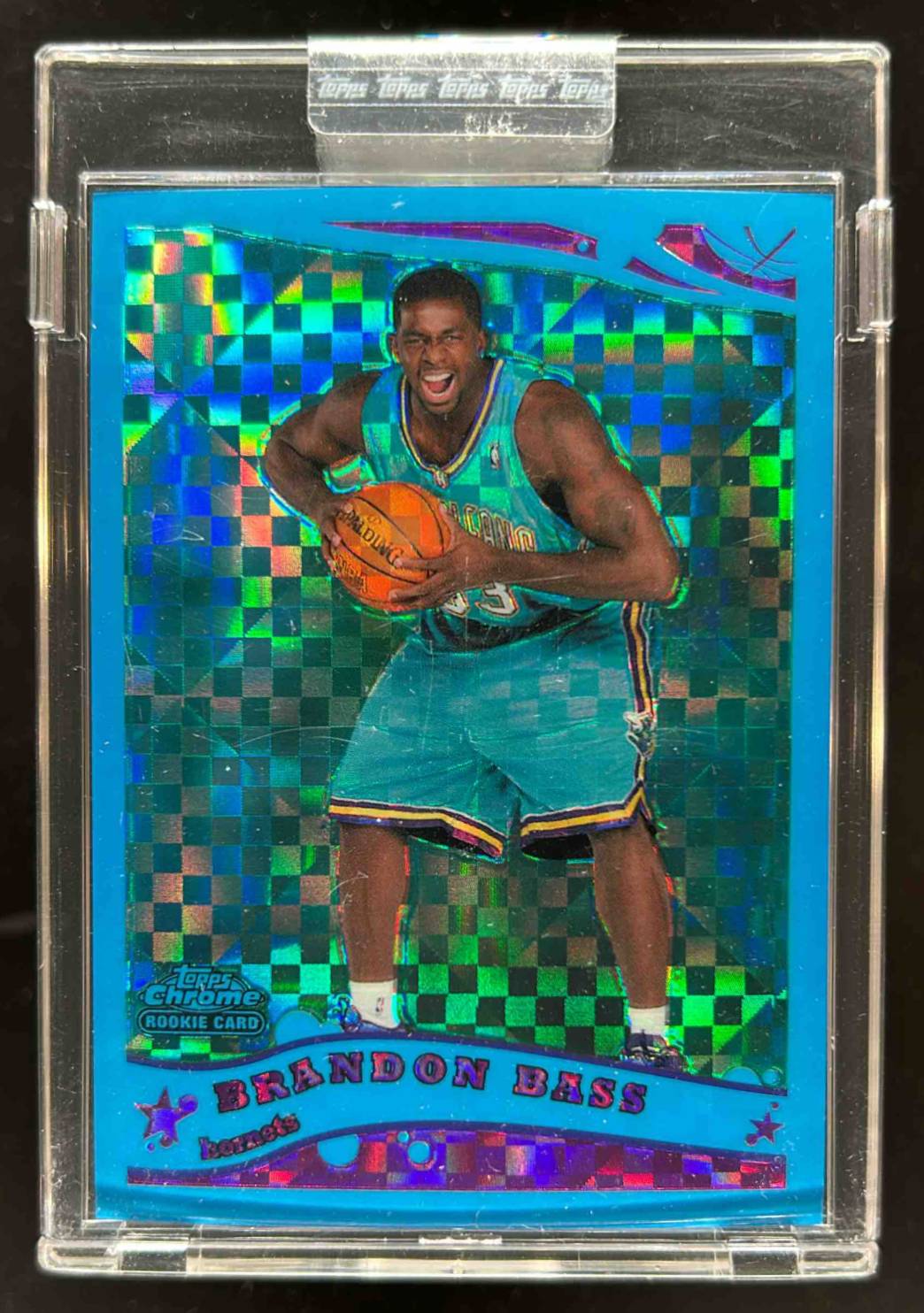 Card image for 2005-06 TOPPS CHROME BRANDON BASS BLUE XFRACTOR /90 #204 RC ROOKIE