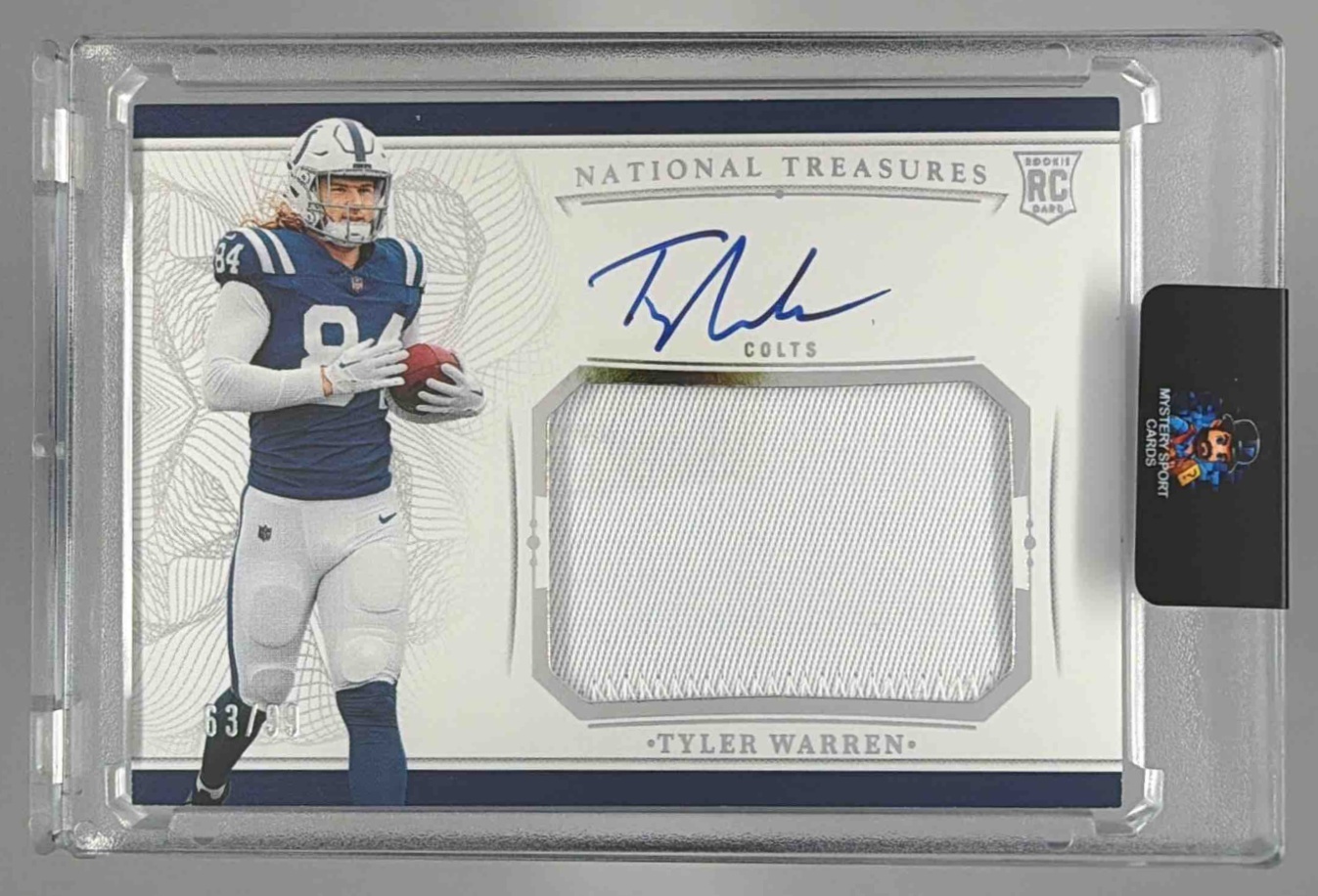 Card image for 2025 Panini National Treasures Tyler Warren Crossover Rookie Patch Auto /99 #CRPA-TWN MEM RC Colts