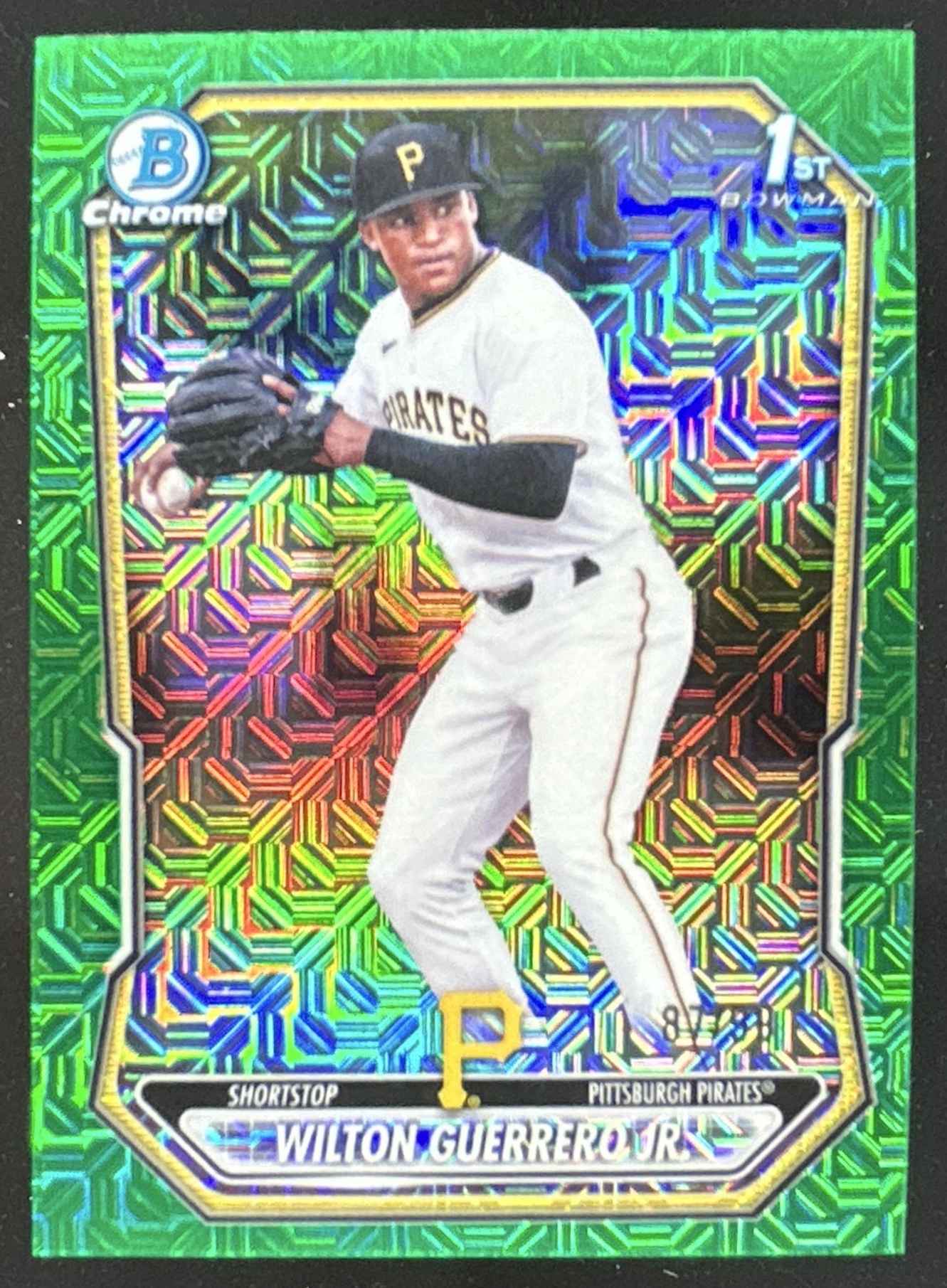 Card image for Wilton Guerrero Jr. 2026 Bowman Chrome Mega Box Prospects Green Mojo Refractor /99
