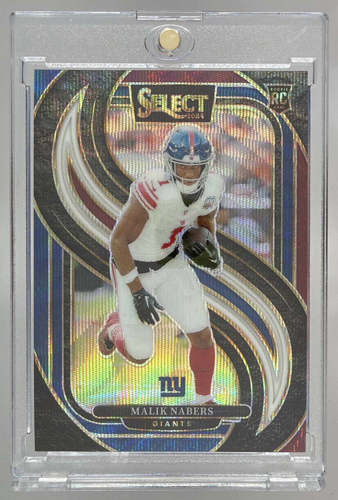 Card image for 2024 Panini Select Malik Nabers Premier Tri-Color Prizm /249 #116 RC Giants