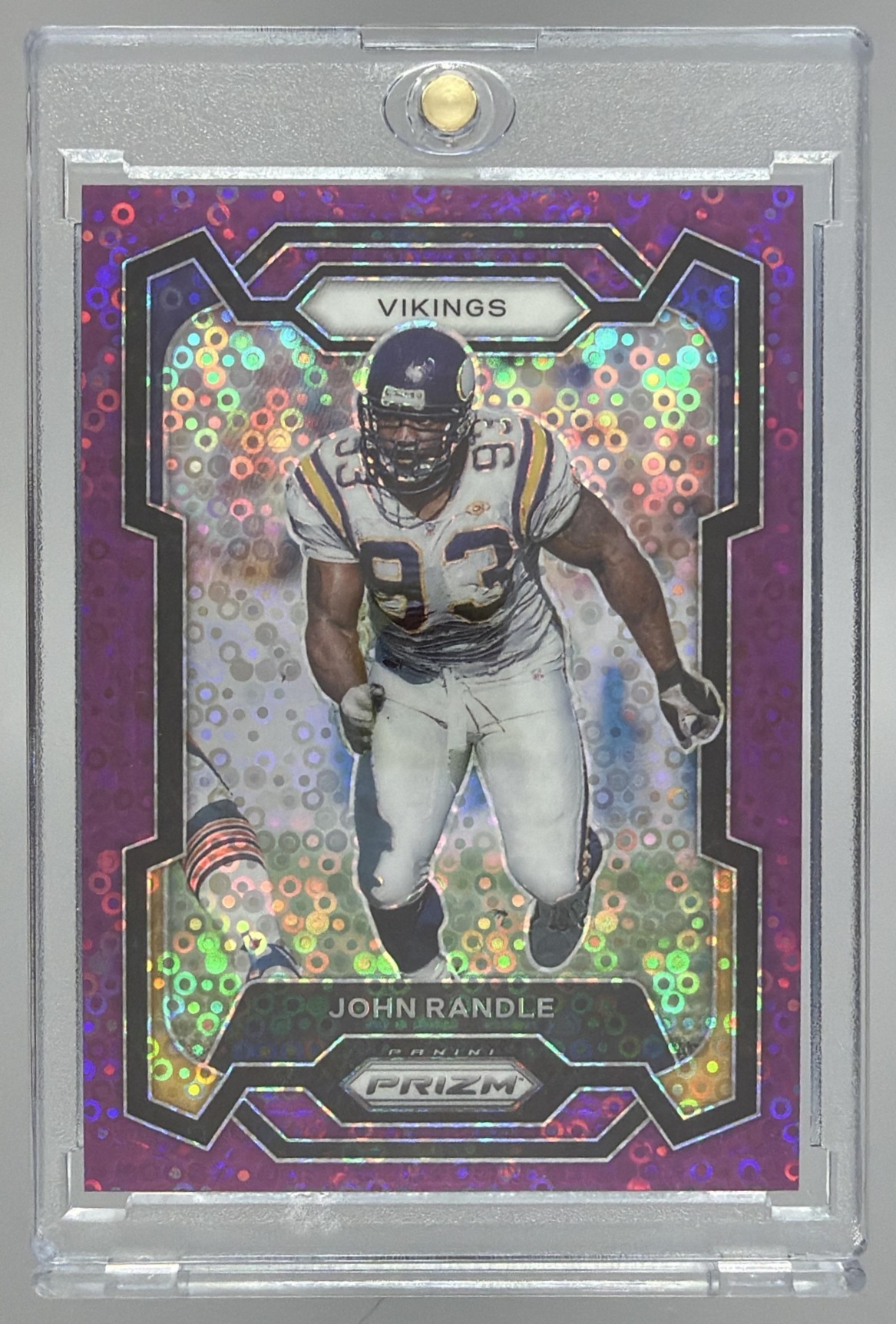 Card image for 2023 Panini Football Prizm John Randle Red Shimmer /35 #196 Minnesota Vikings